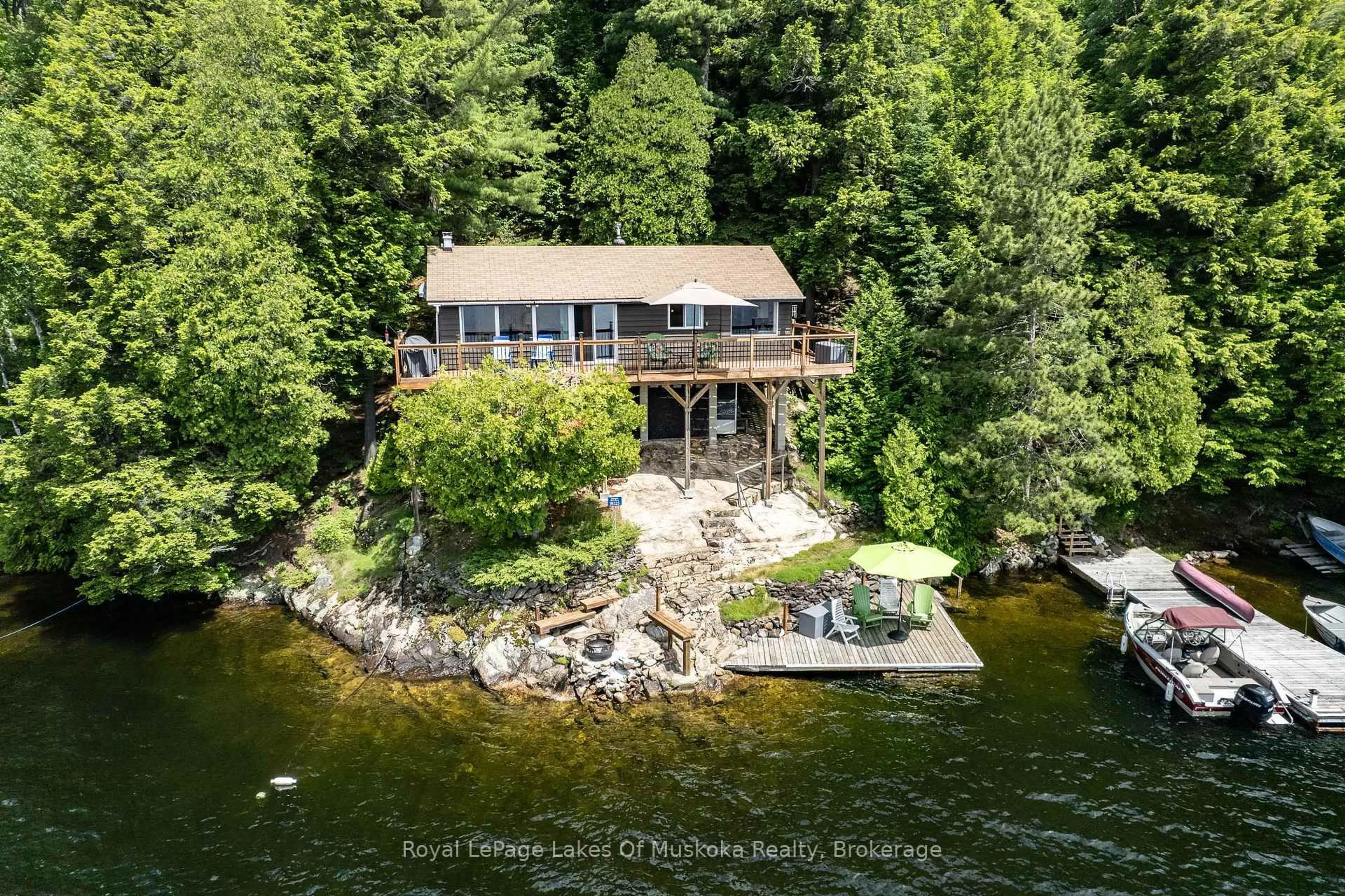 A pic from outside/outdoor area/front of a property/back of a property/a pic from drone, water/lake/river/ocean view for 19325 Kawagama North Shore, Algonquin Highlands Ontario P0A 1E0