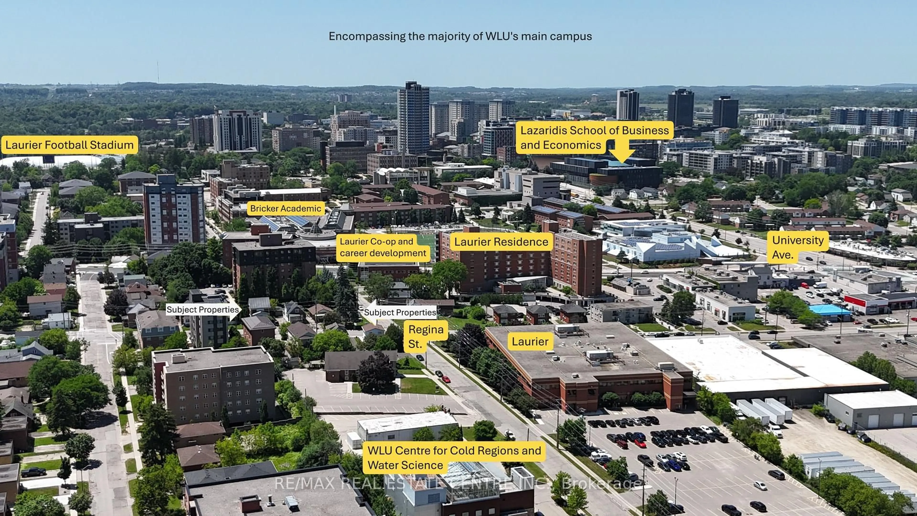 A pic from outside/outdoor area/front of a property/back of a property/a pic from drone, city buildings view from balcony for 183 Regina St, Waterloo Ontario N2J 3B4