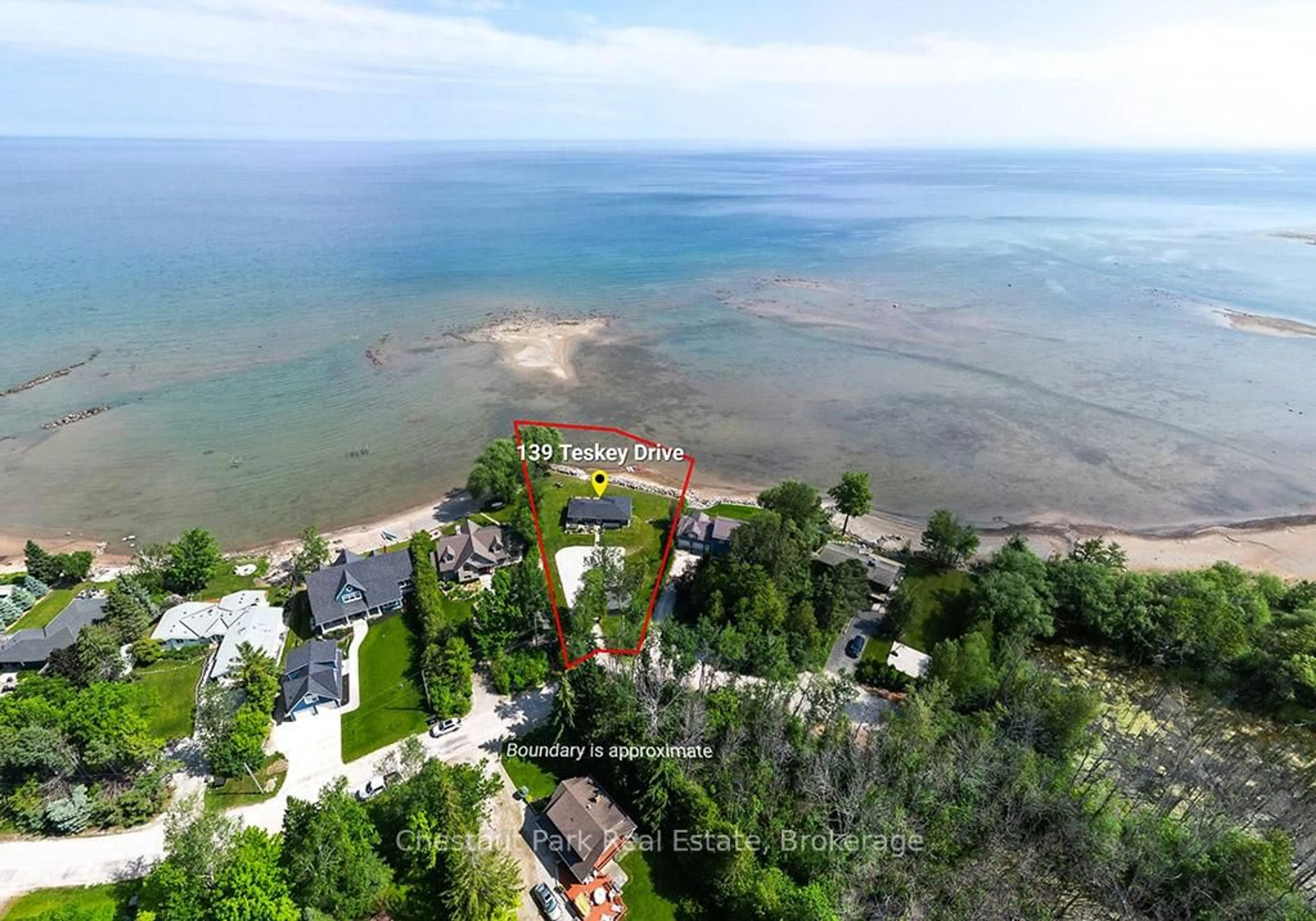 A pic from outside/outdoor area/front of a property/back of a property/a pic from drone, water/lake/river/ocean view for 139 Teskey Dr, Blue Mountains Ontario N0H 1J0