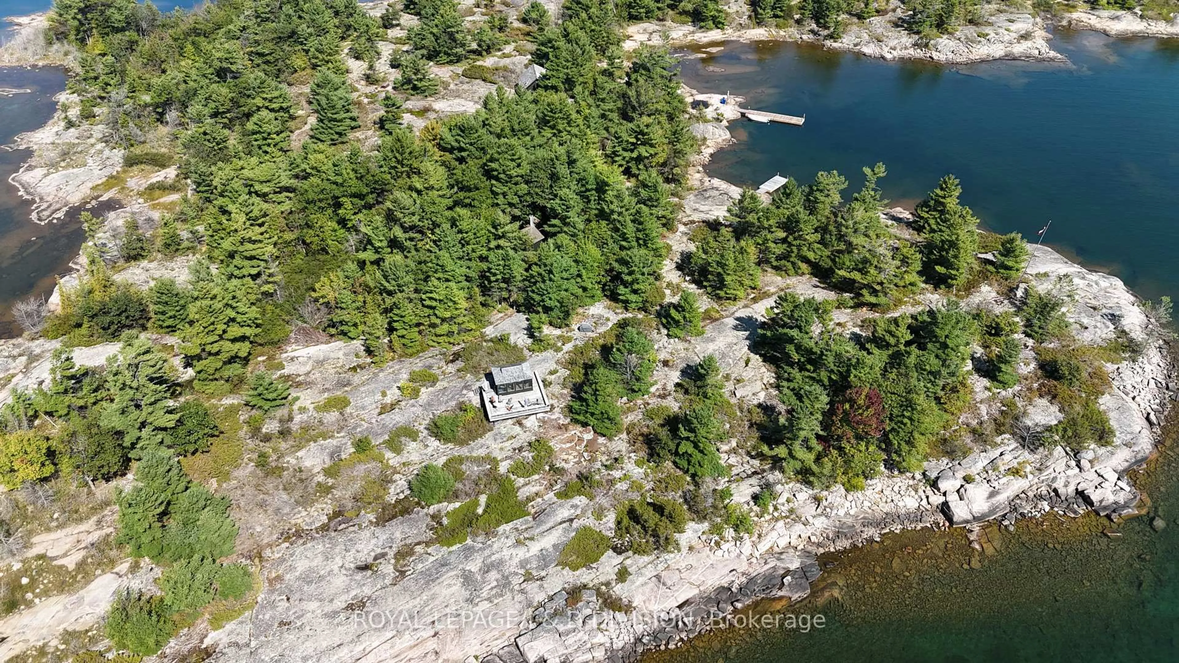 A pic from outside/outdoor area/front of a property/back of a property/a pic from drone, water/lake/river/ocean view for 2 IS 4170 Island, Georgian Bay Ontario P2A 0B7