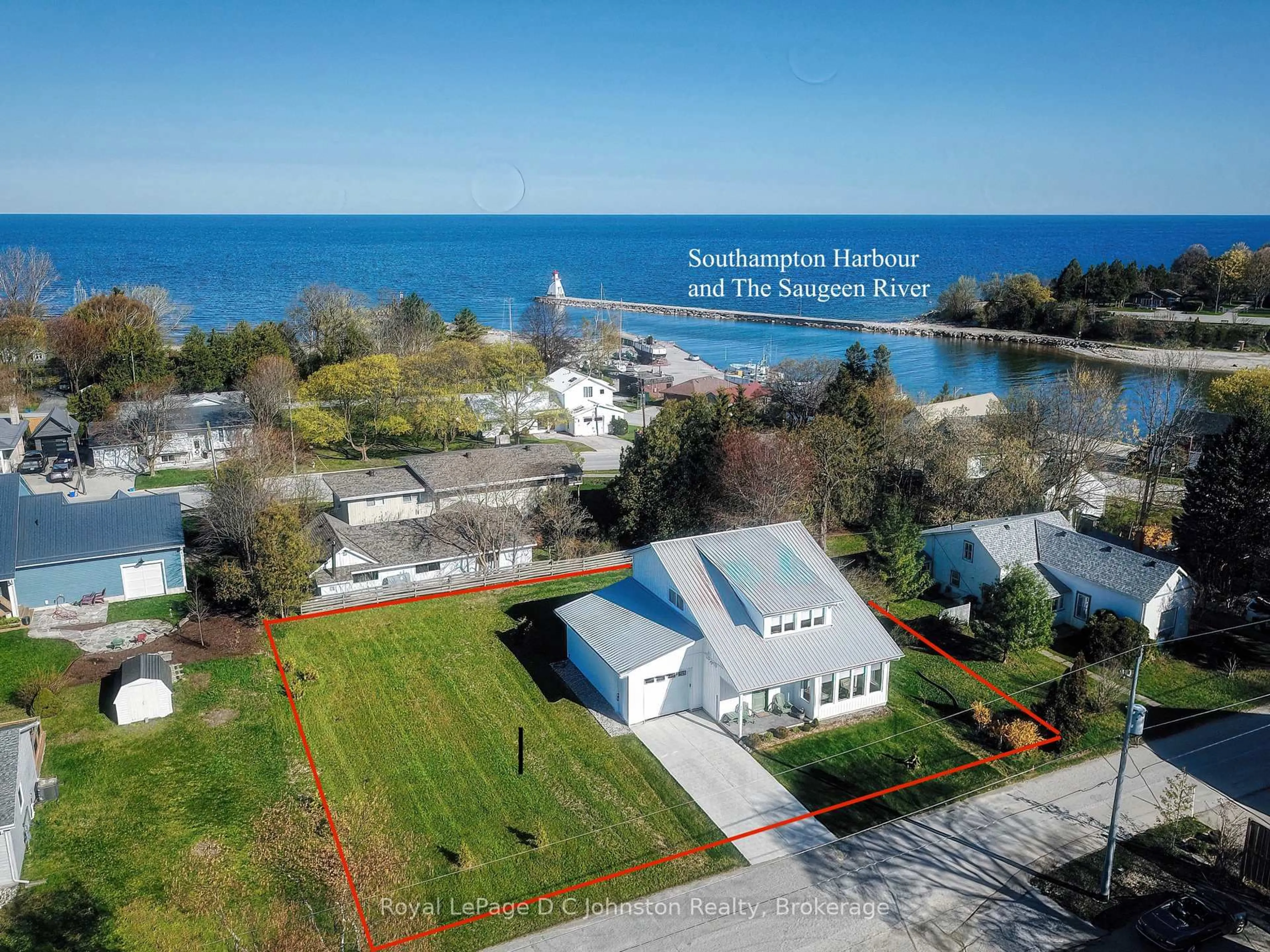 A pic from outside/outdoor area/front of a property/back of a property/a pic from drone, water/lake/river/ocean view for 60 Water St, Saugeen Shores Ontario N0H 2L0