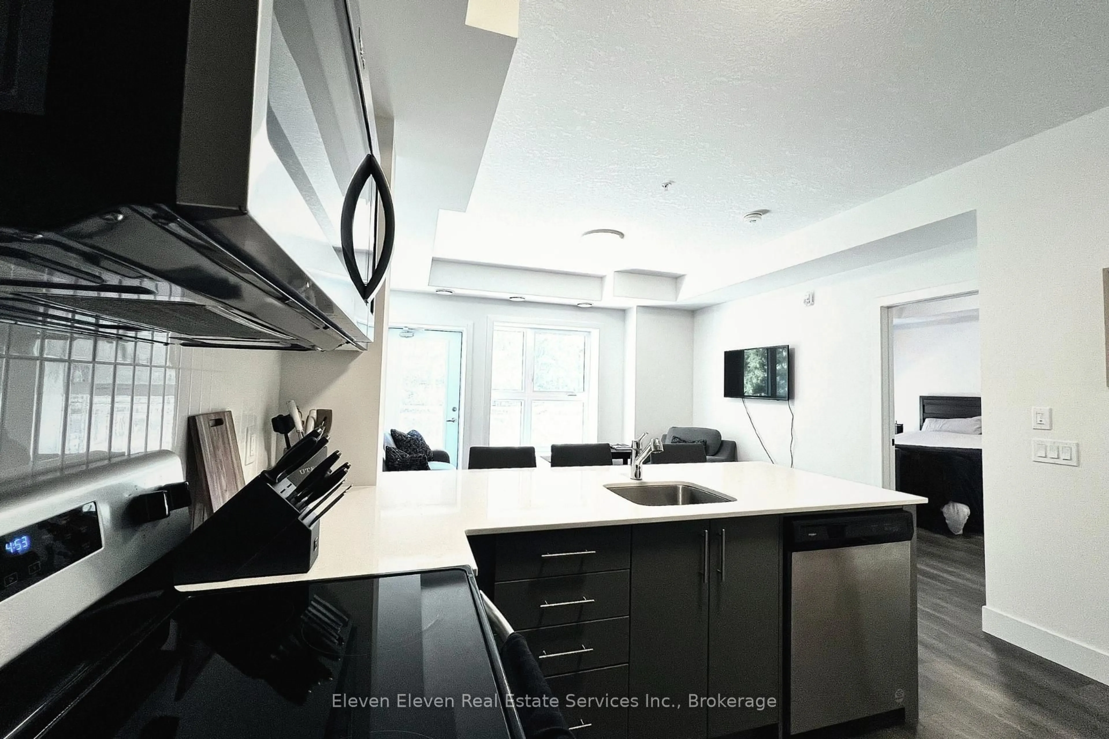 Contemporary kitchen, ceramic/tile floor for 1201 Lackner Blvd #407, Kitchener Ontario N2A 0L4