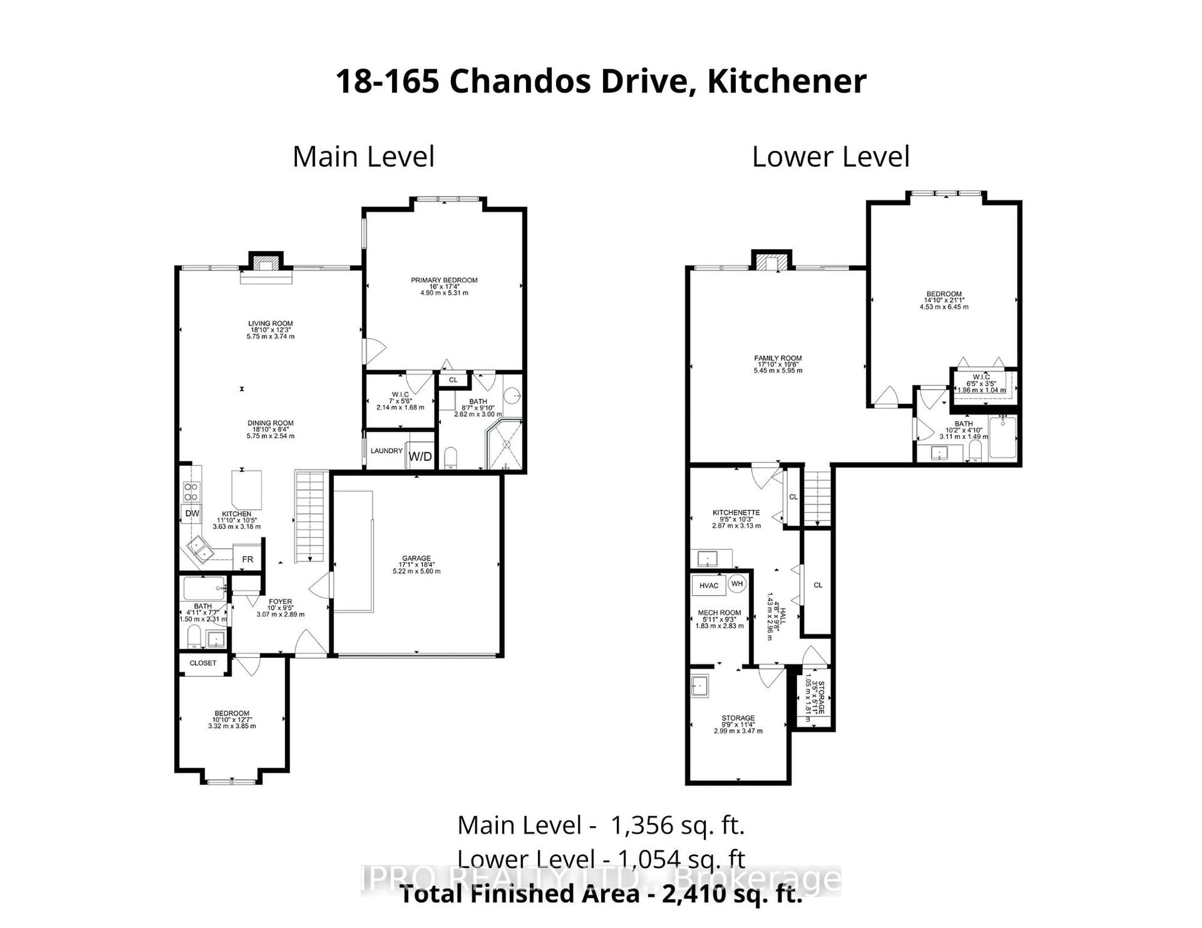 Floor plan for 165 Chandos Dr #18, Kitchener Ontario N2A 4H8