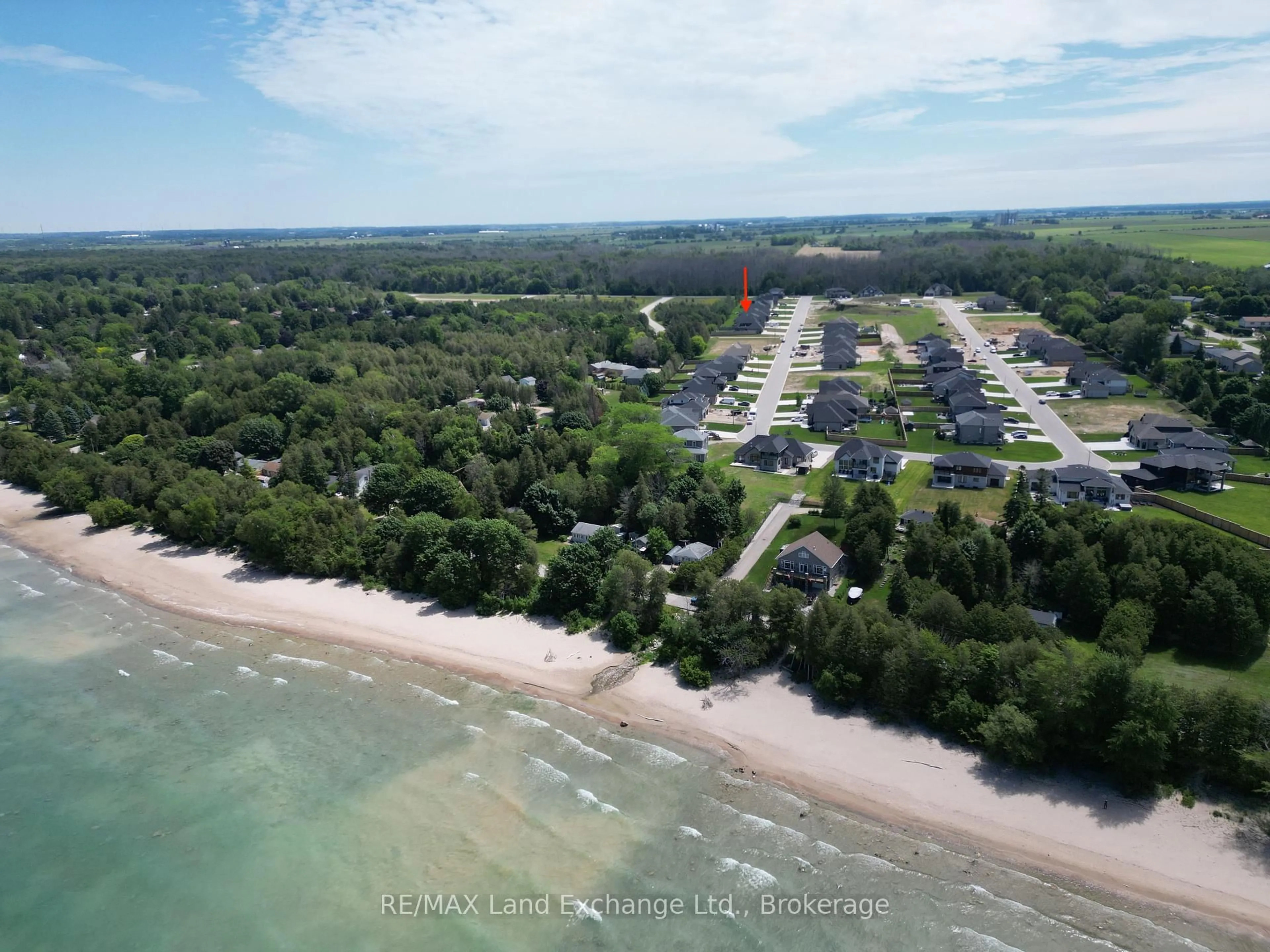 A pic from outside/outdoor area/front of a property/back of a property/a pic from drone, water/lake/river/ocean view for 915 Bogdanovic Way, Huron-Kinloss Ontario N2Z 0H3
