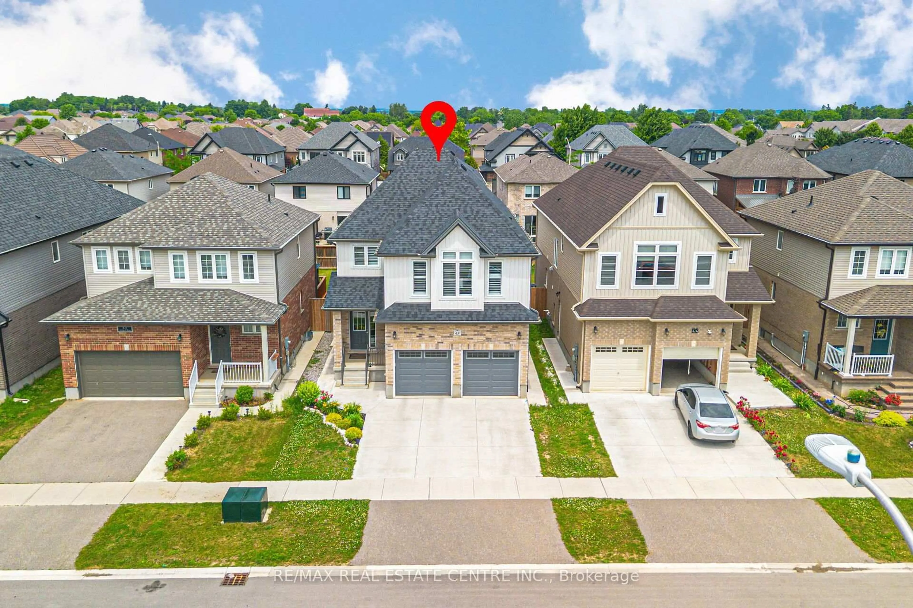 A pic from outside/outdoor area/front of a property/back of a property/a pic from drone, street for 48 Arlington Pkwy, Brant Ontario N3L 0G2