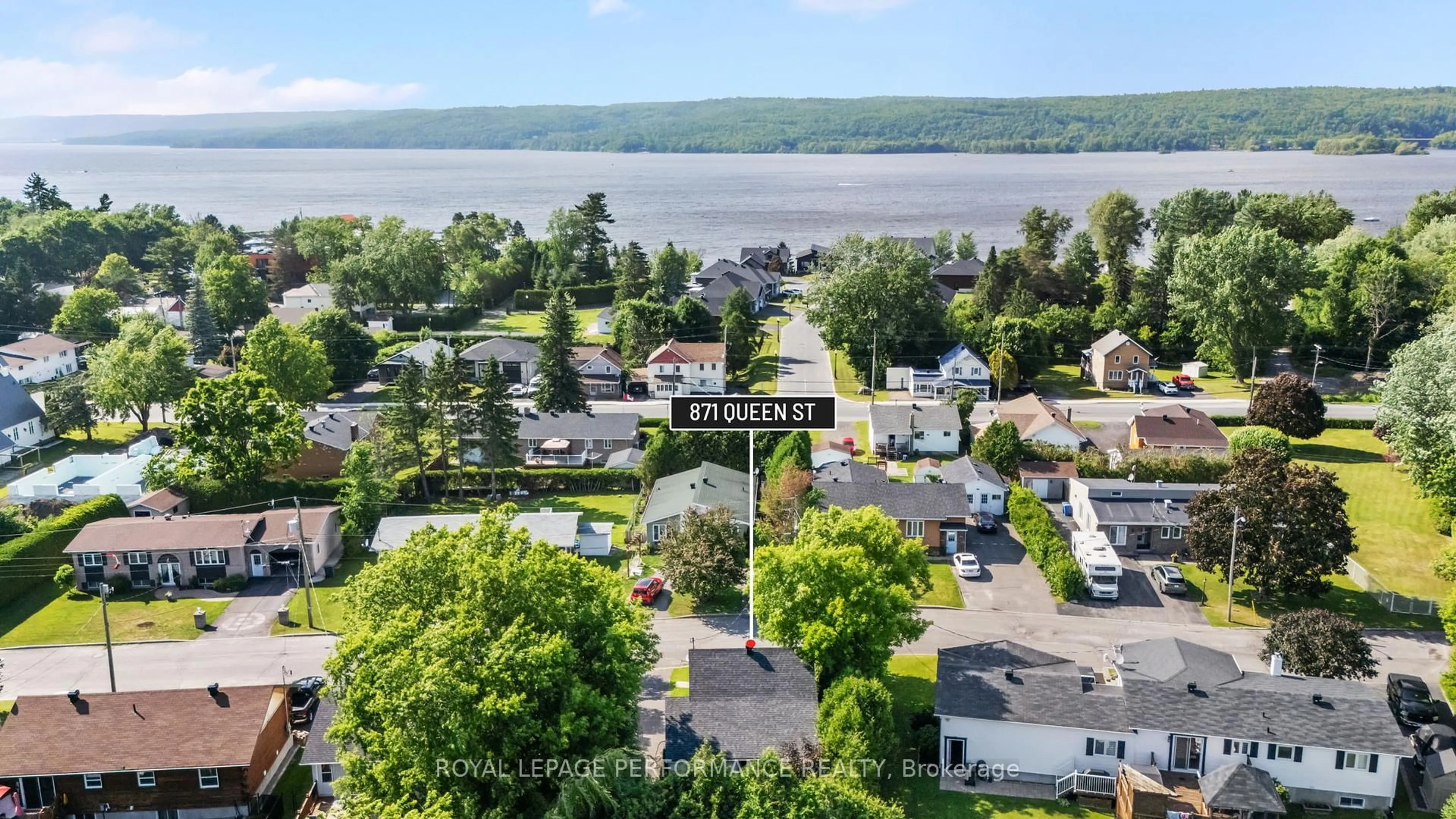 A pic from outside/outdoor area/front of a property/back of a property/a pic from drone, water/lake/river/ocean view for 871 Queen St, Champlain Ontario K0B 1K0