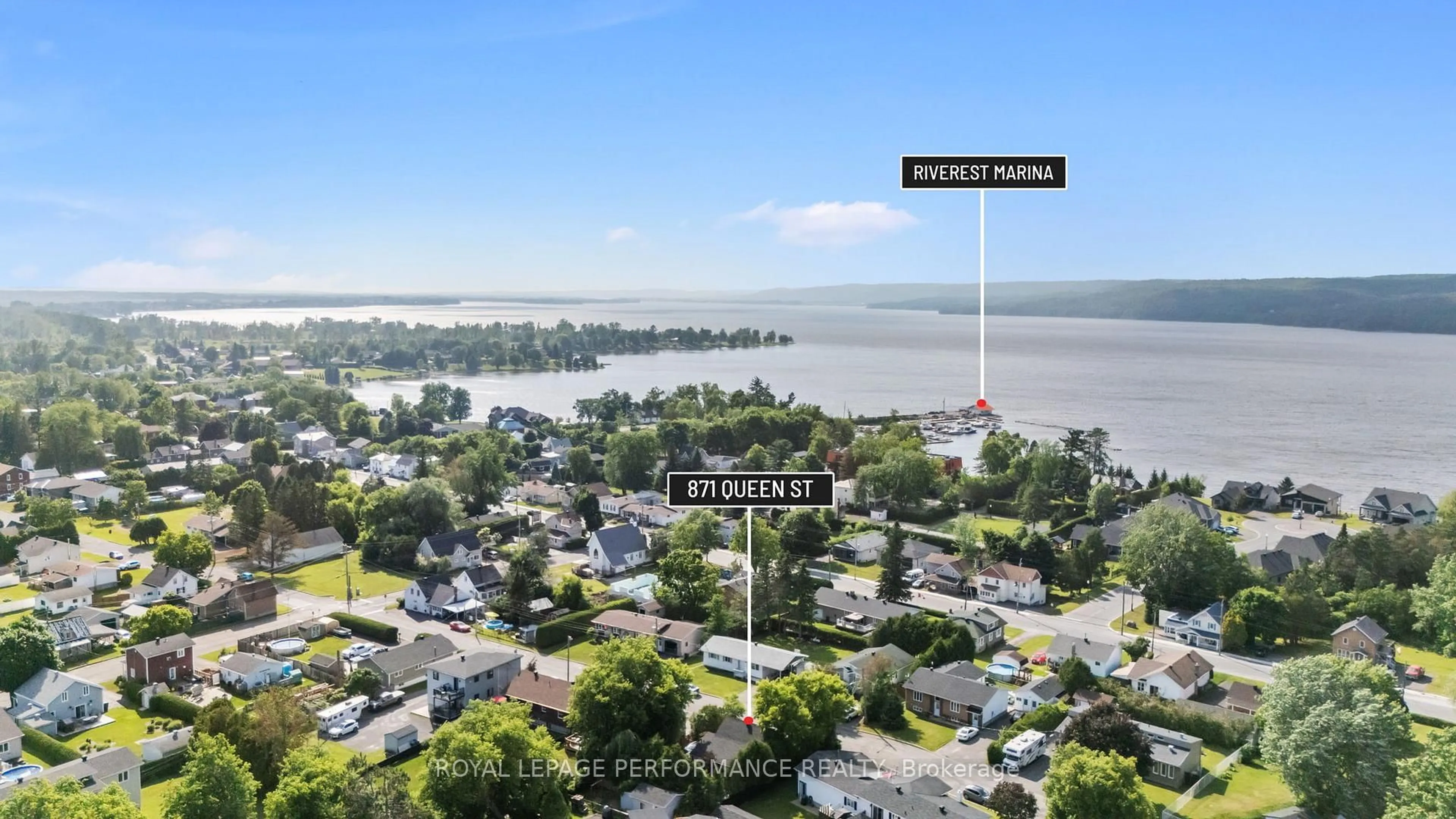 A pic from outside/outdoor area/front of a property/back of a property/a pic from drone, water/lake/river/ocean view for 871 Queen St, Champlain Ontario K0B 1K0