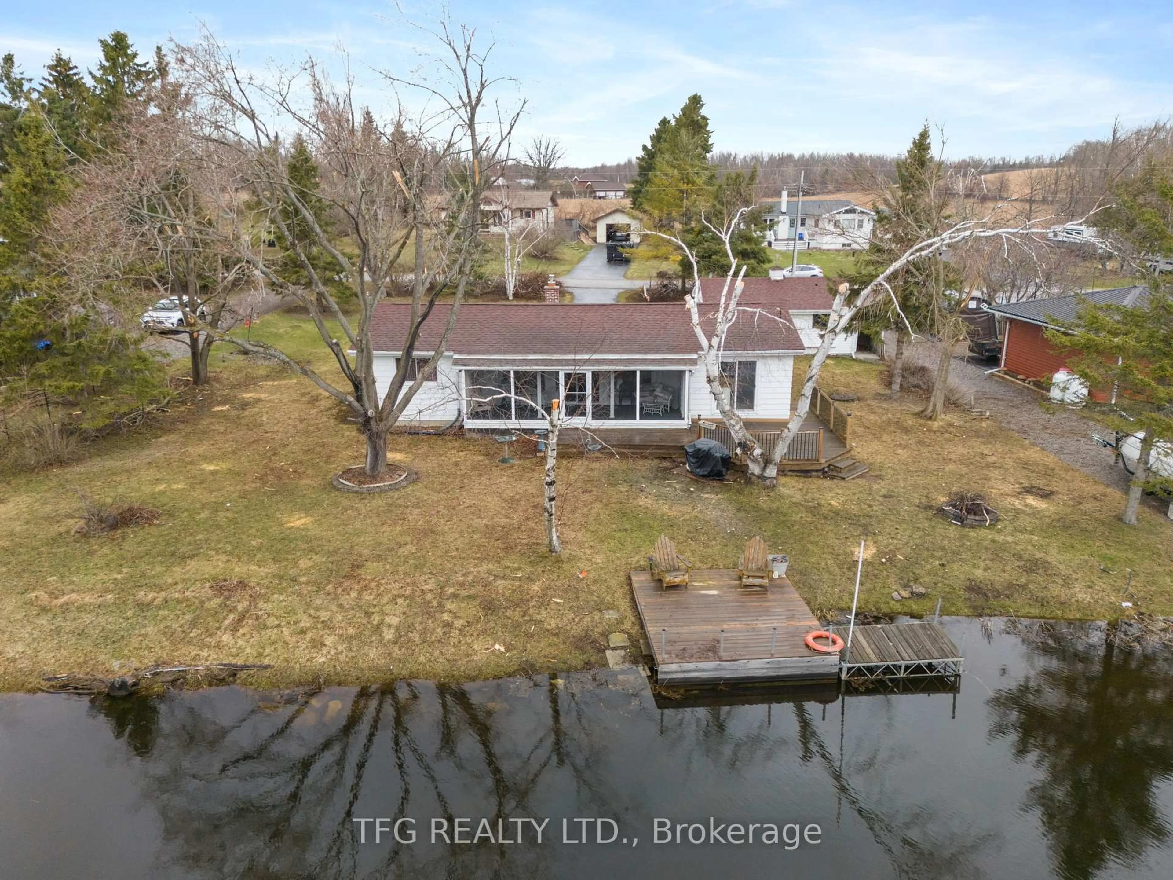 A pic from outside/outdoor area/front of a property/back of a property/a pic from drone, water/lake/river/ocean view for 12 North Bayou Rd, Kawartha Lakes Ontario K0M 1N0
