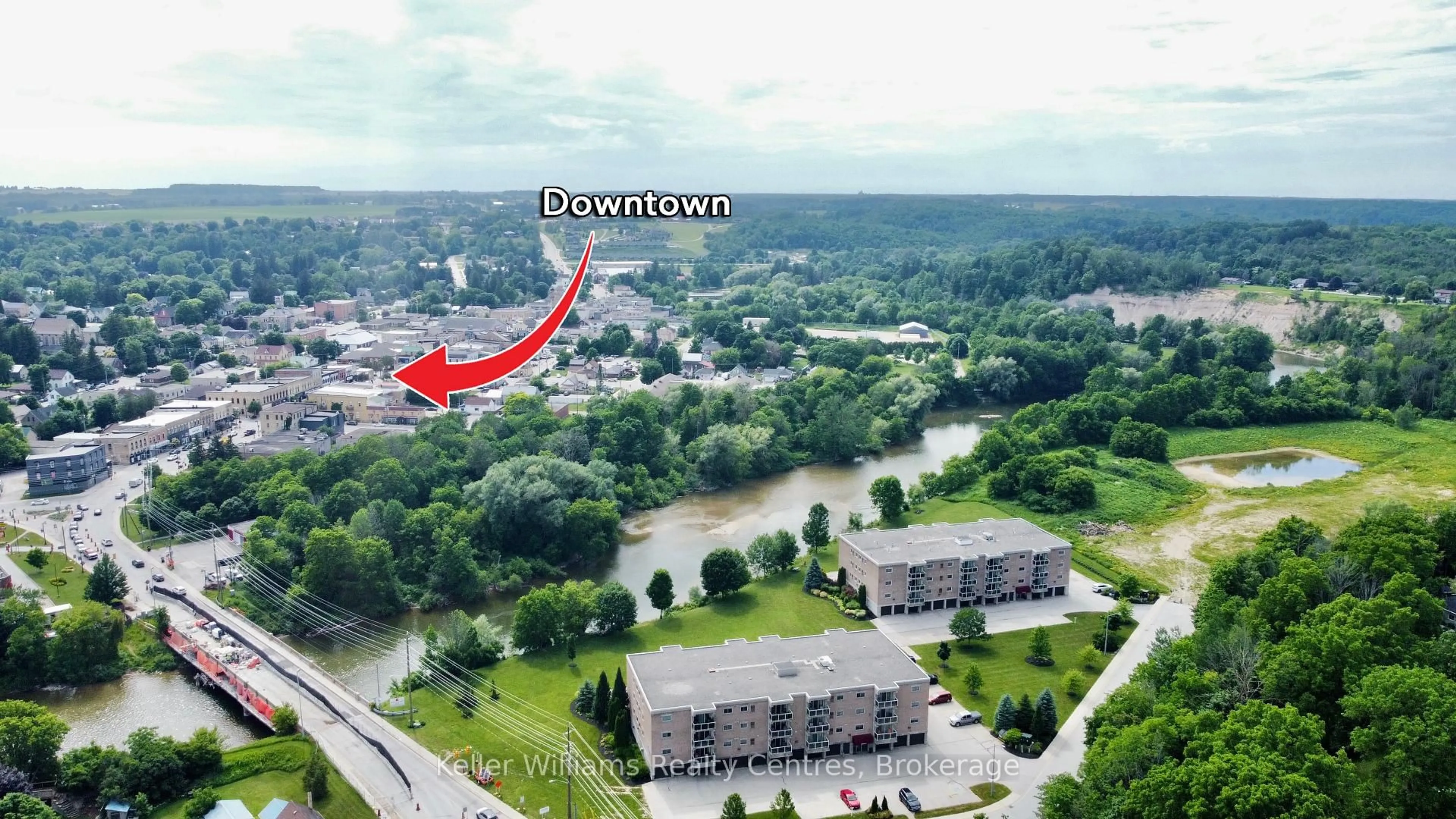 A pic from outside/outdoor area/front of a property/back of a property/a pic from drone, water/lake/river/ocean view for 85 William St #307, Brockton Ontario N0G 2V0