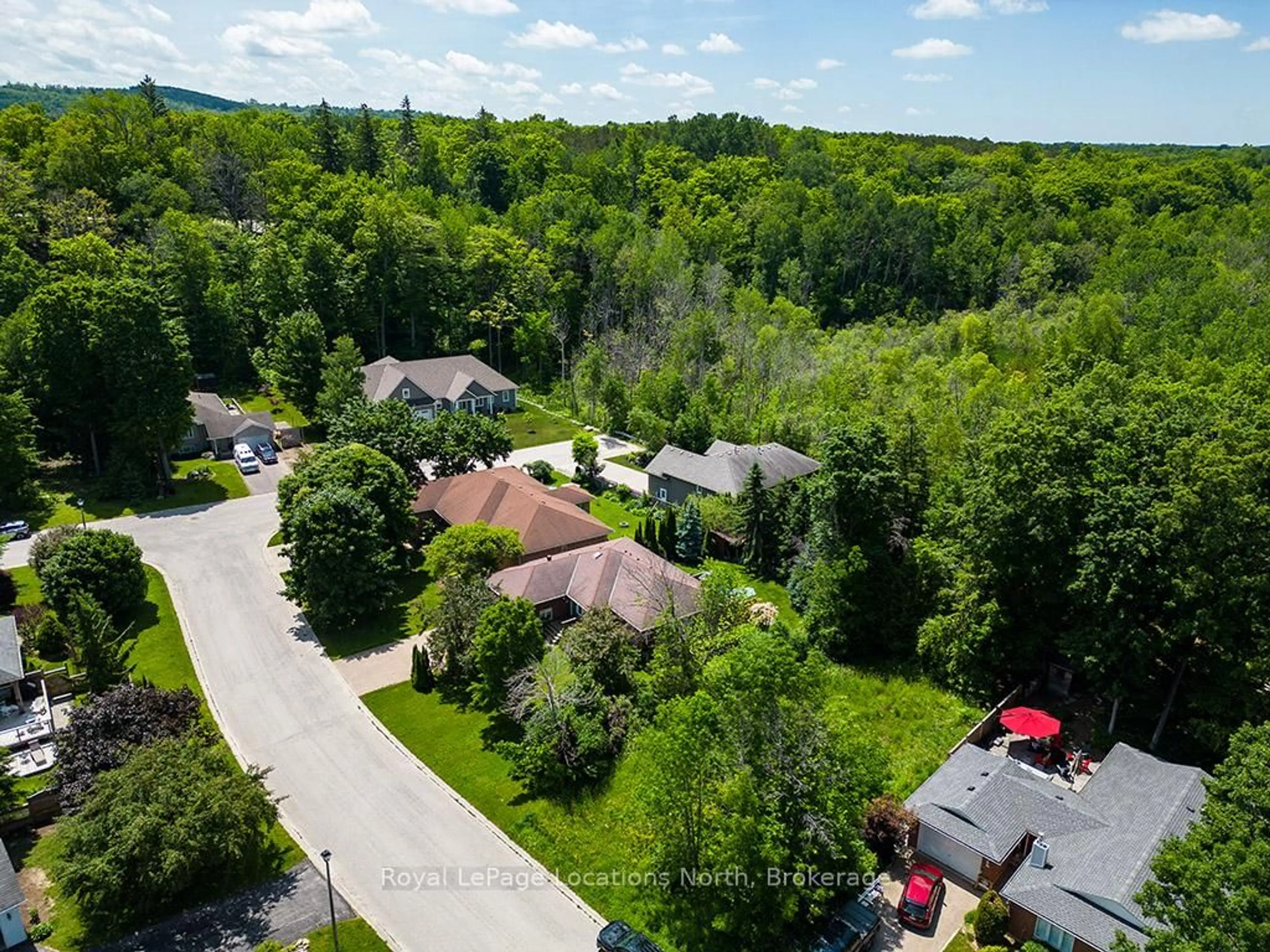 A pic from outside/outdoor area/front of a property/back of a property/a pic from drone, forest/trees view for 85 Pollard Dr, Meaford Ontario N4L 1A7