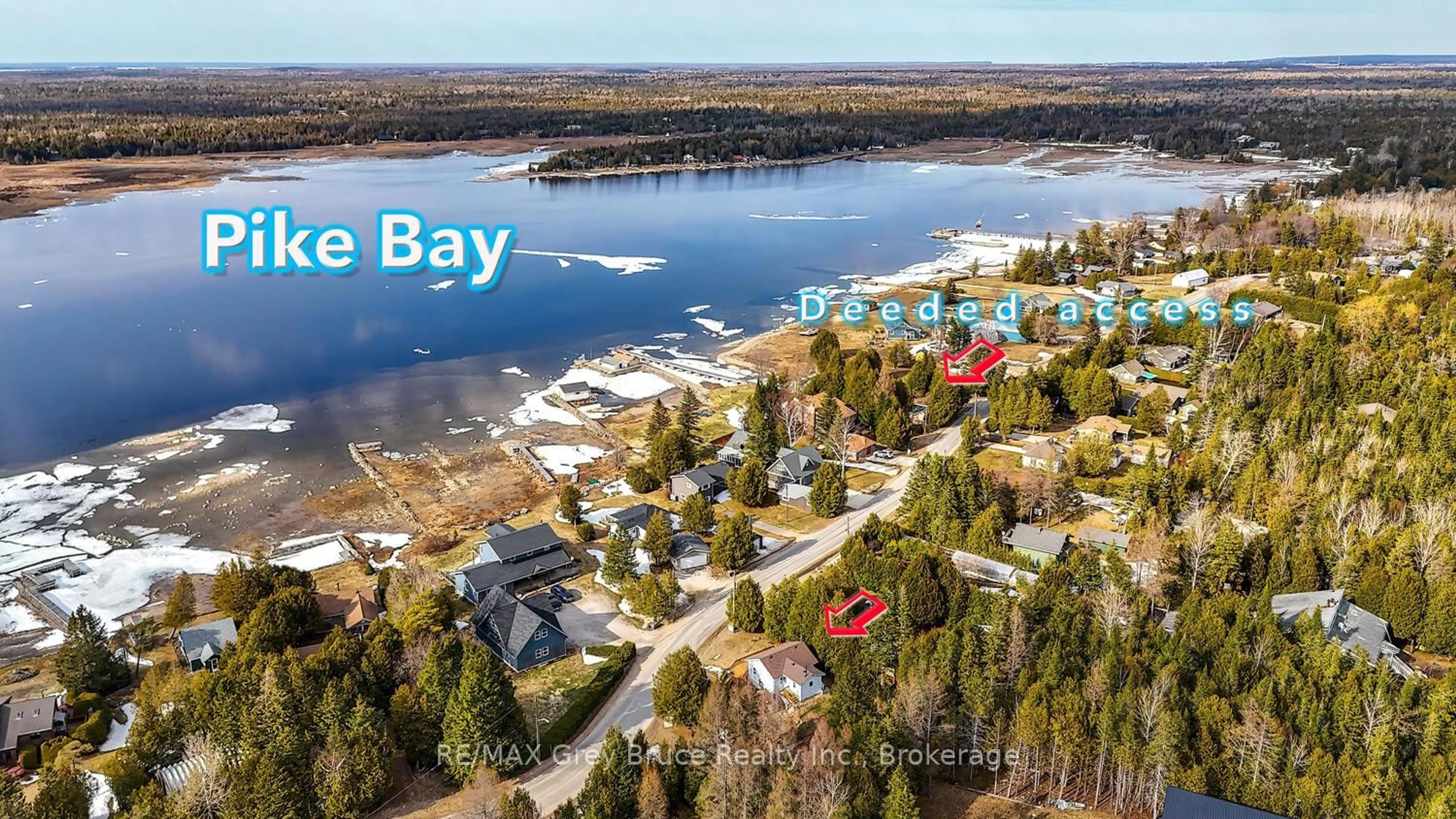 A pic from outside/outdoor area/front of a property/back of a property/a pic from drone, water/lake/river/ocean view for 861 Pike Bay Rd, Northern Bruce Peninsula Ontario N0H 2T0