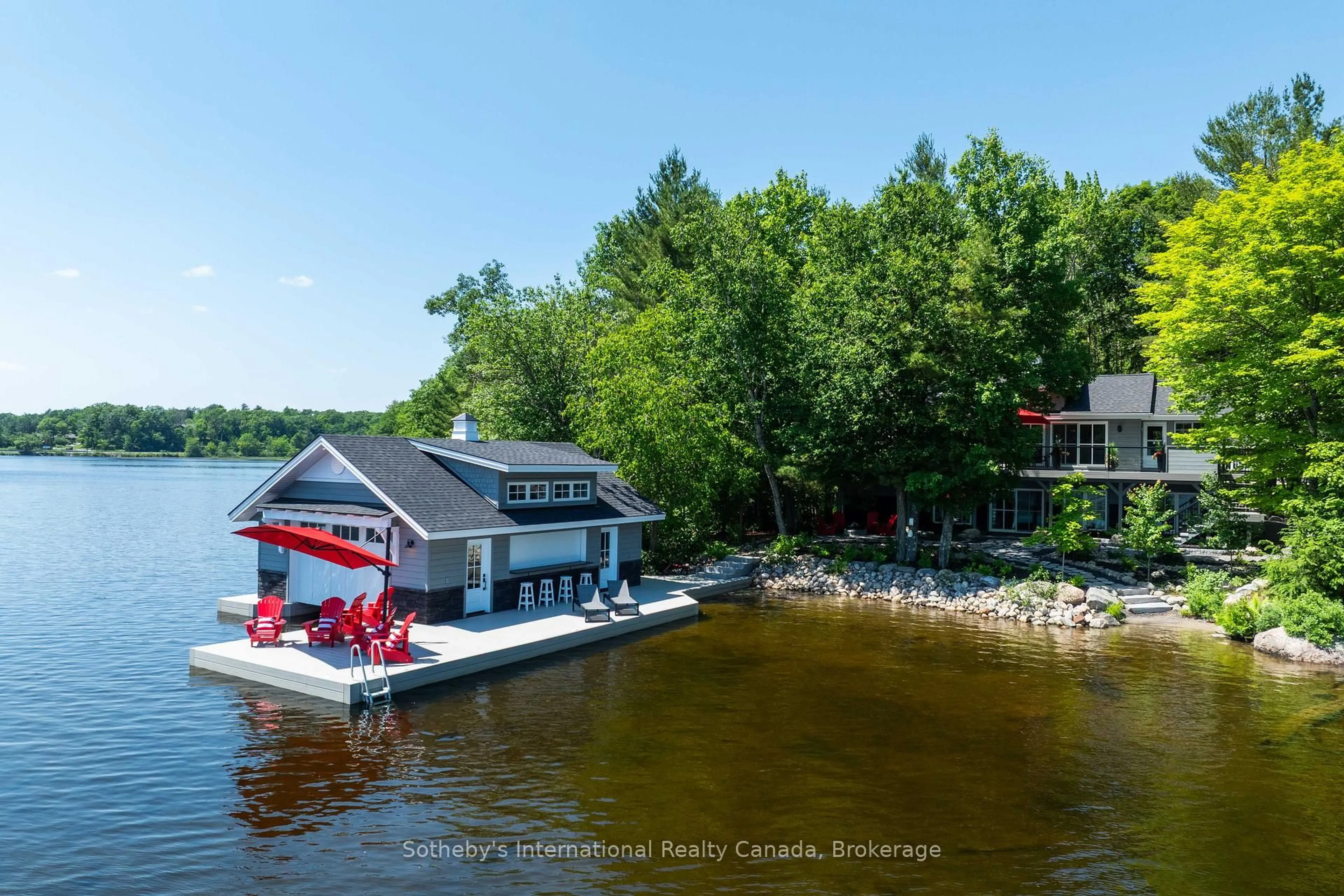 A pic from outside/outdoor area/front of a property/back of a property/a pic from drone, water/lake/river/ocean view for 3646 Muskoka Rd 169 Highway #Unit 12, Muskoka Lakes Ontario P0C 1A0