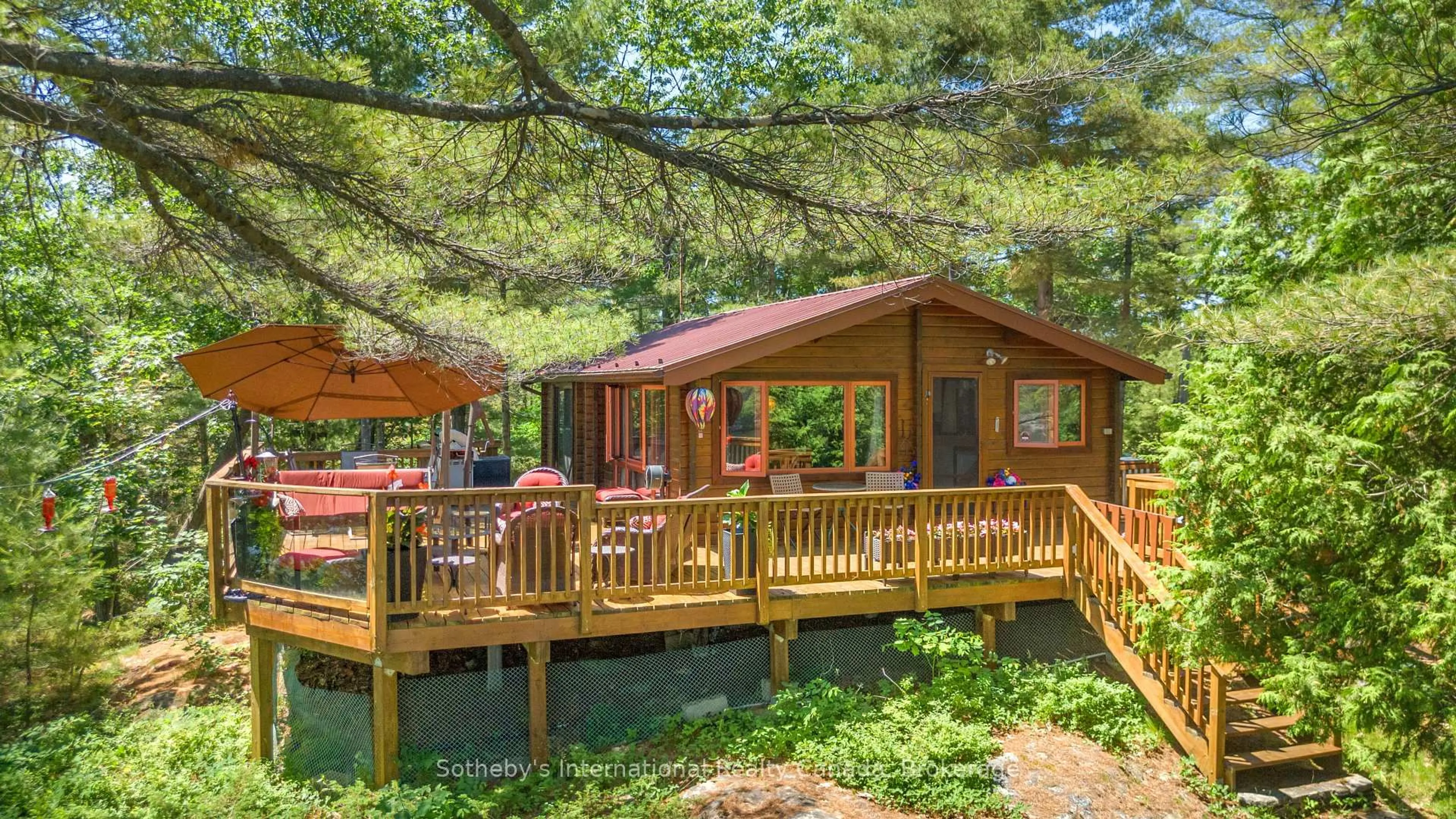 Patio, forest/trees view for 4 Is 50 Go Home Lake, Georgian Bay Ontario P0C 1H0