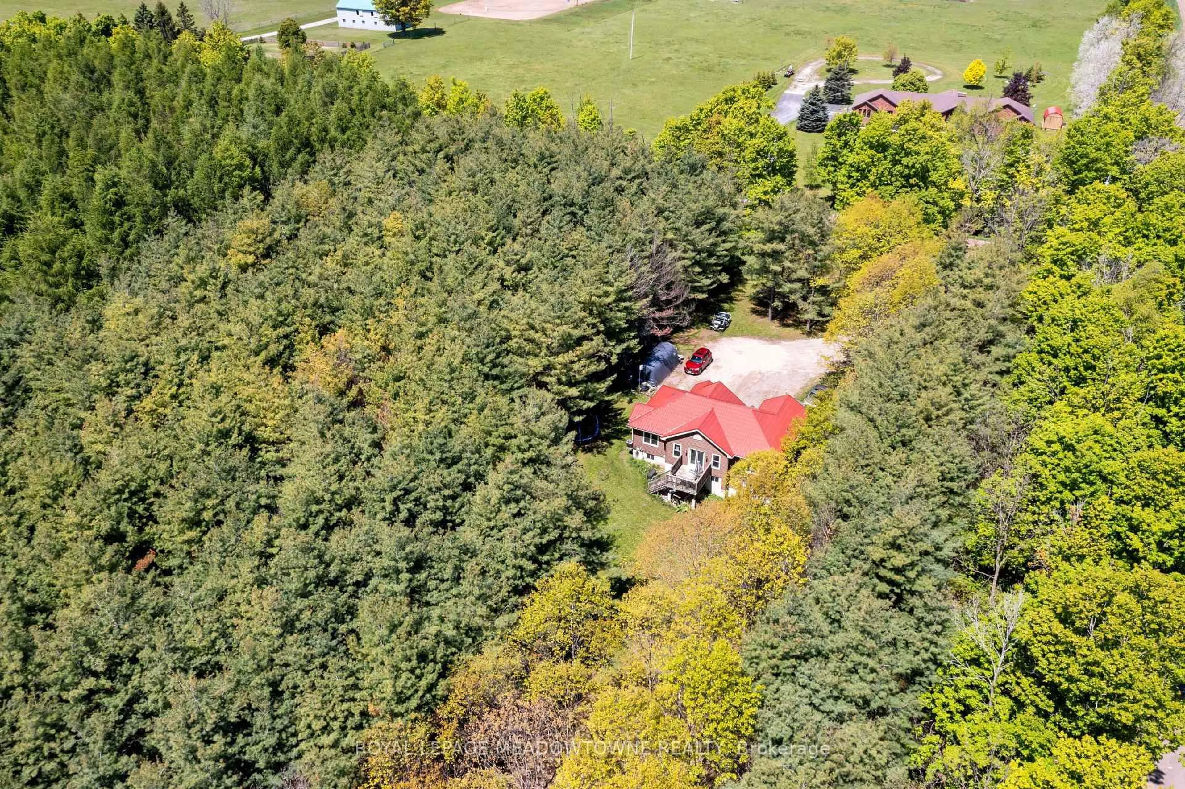 A pic from outside/outdoor area/front of a property/back of a property/a pic from drone, forest/trees view for 9341 Sideroad 9, Erin Ontario L7J 2L8