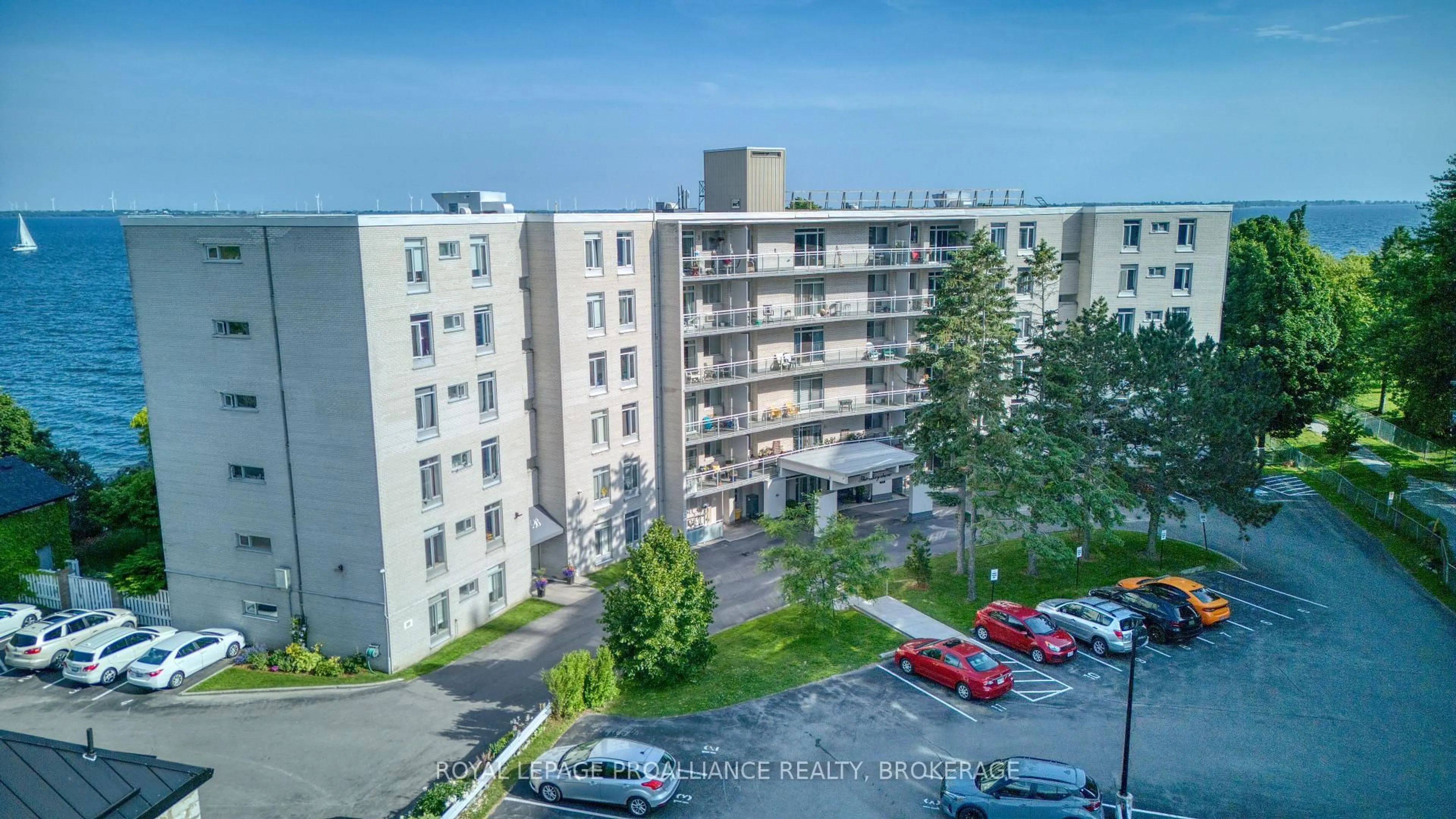 A pic from outside/outdoor area/front of a property/back of a property/a pic from drone, city buildings view from balcony for 1 Mowat Ave #305, Kingston Ontario K7M 1J8