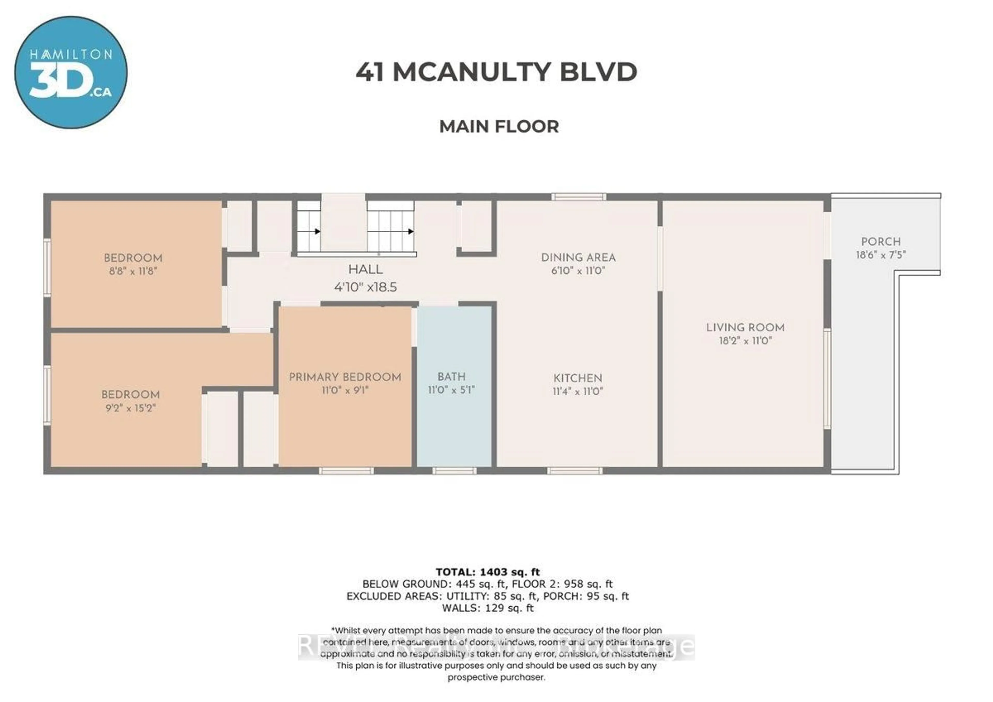 Floor plan for 41 Mcanulty Blvd, Hamilton Ontario L8H 3G8