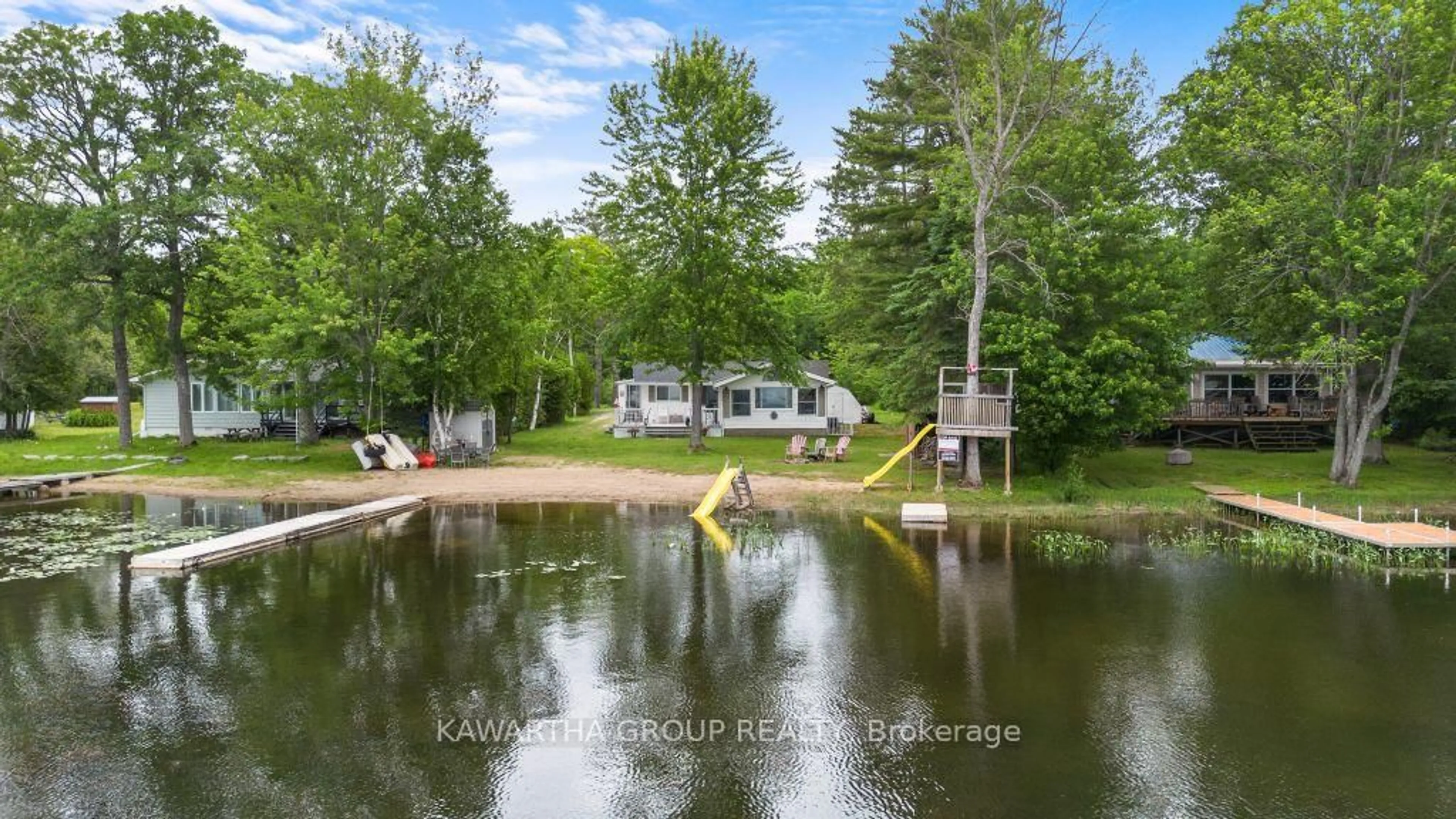 A pic from outside/outdoor area/front of a property/back of a property/a pic from drone, water/lake/river/ocean view for 212 North Shore Rd, Kawartha Lakes Ontario K0M 2B0