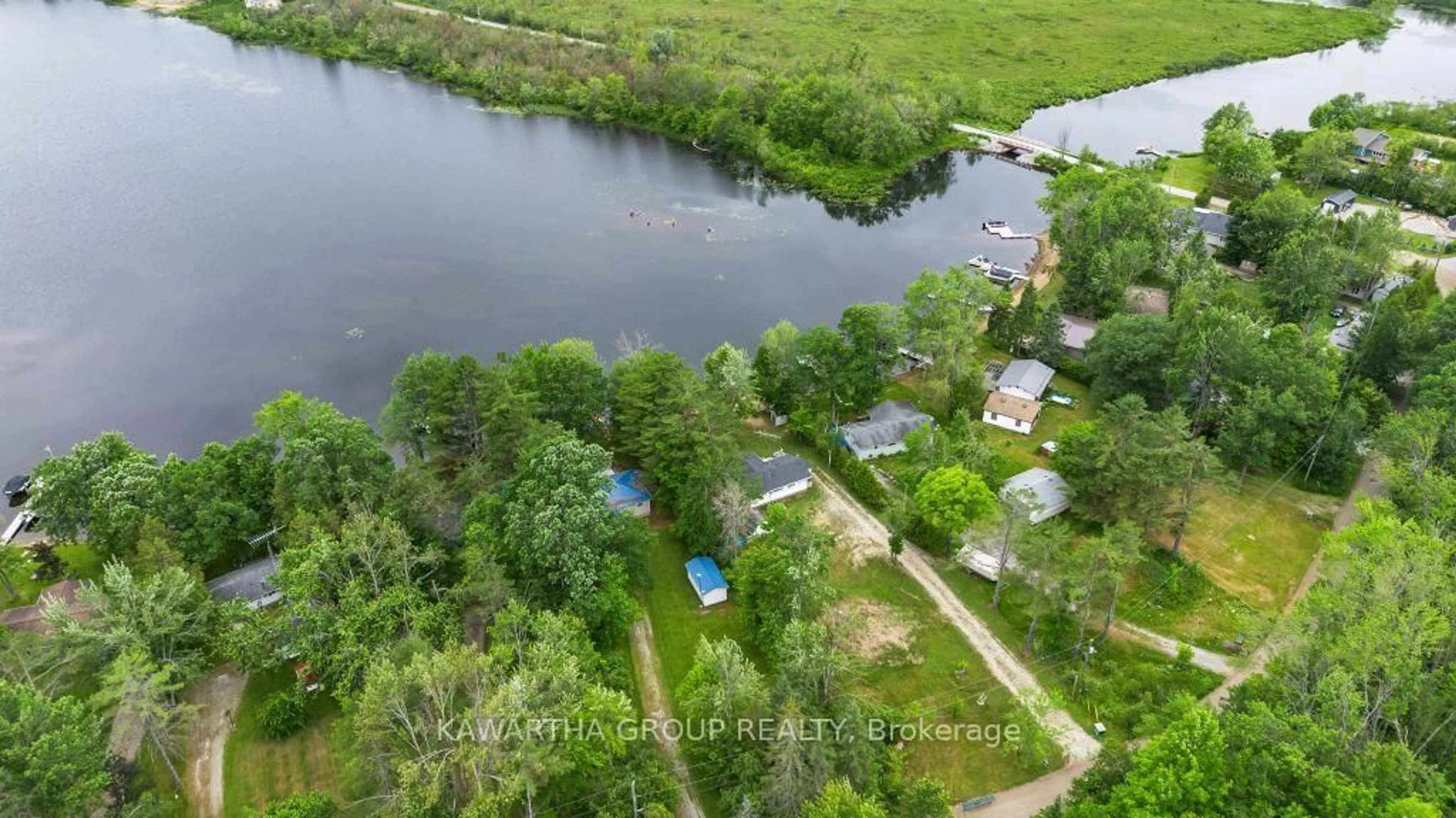 A pic from outside/outdoor area/front of a property/back of a property/a pic from drone, water/lake/river/ocean view for 212 North Shore Rd, Kawartha Lakes Ontario K0M 2B0