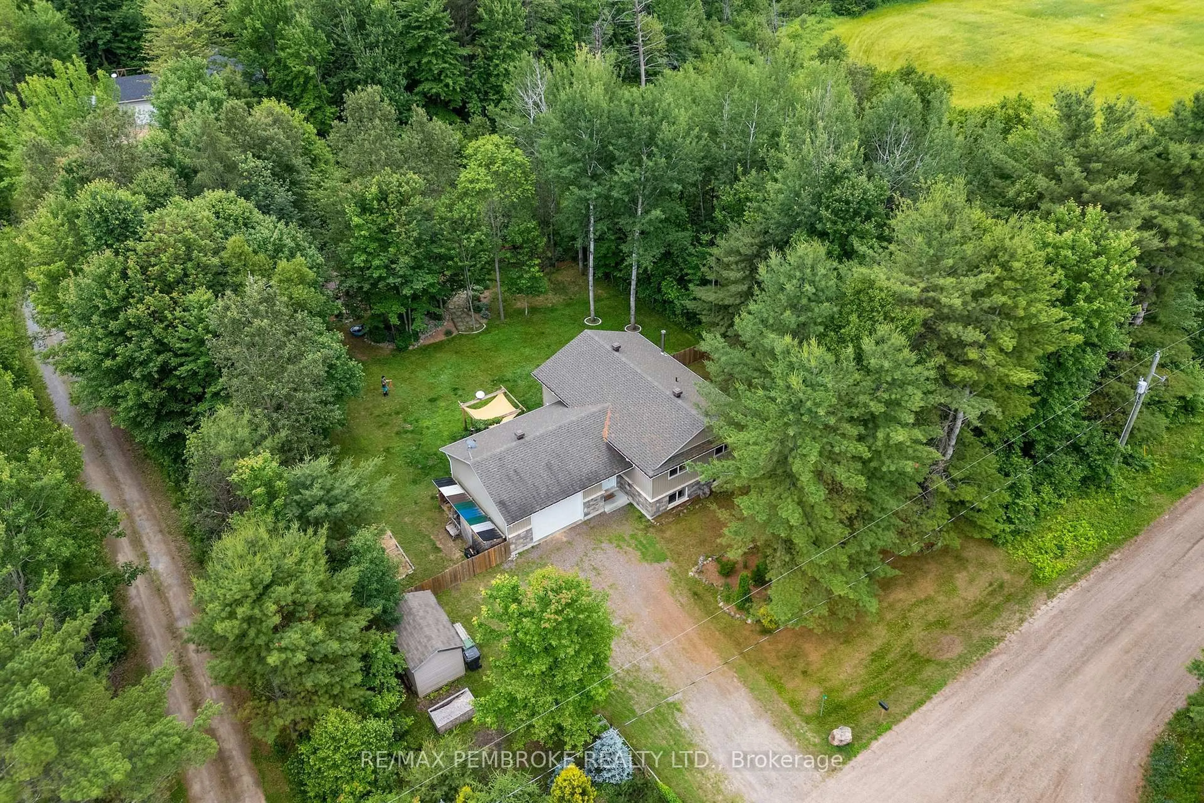 A pic from outside/outdoor area/front of a property/back of a property/a pic from drone, unknown for 5 Pitzner Rd, Petawawa Ontario K8A 6W7