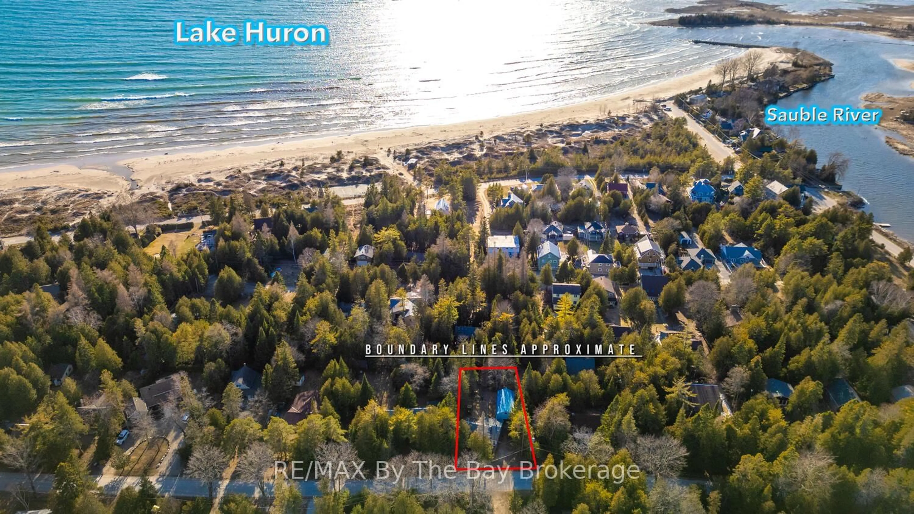A pic from outside/outdoor area/front of a property/back of a property/a pic from drone, water/lake/river/ocean view for 1120 King Edward Ave, South Bruce Peninsula Ontario N0H 2G0