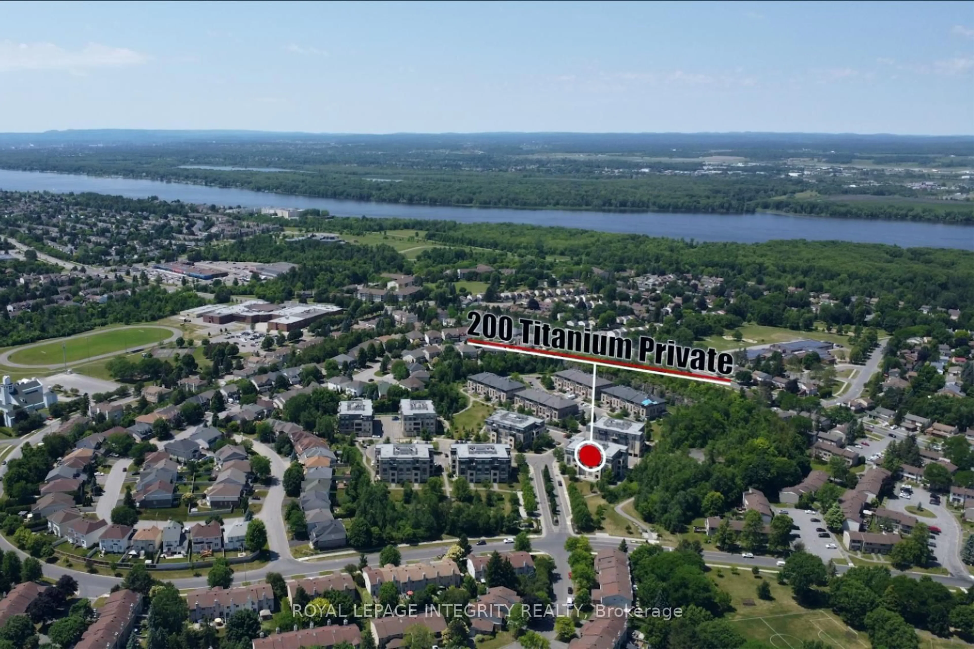 A pic from outside/outdoor area/front of a property/back of a property/a pic from drone, water/lake/river/ocean view for 200 Titanium Private #205, Orleans Ontario K1C 0B9