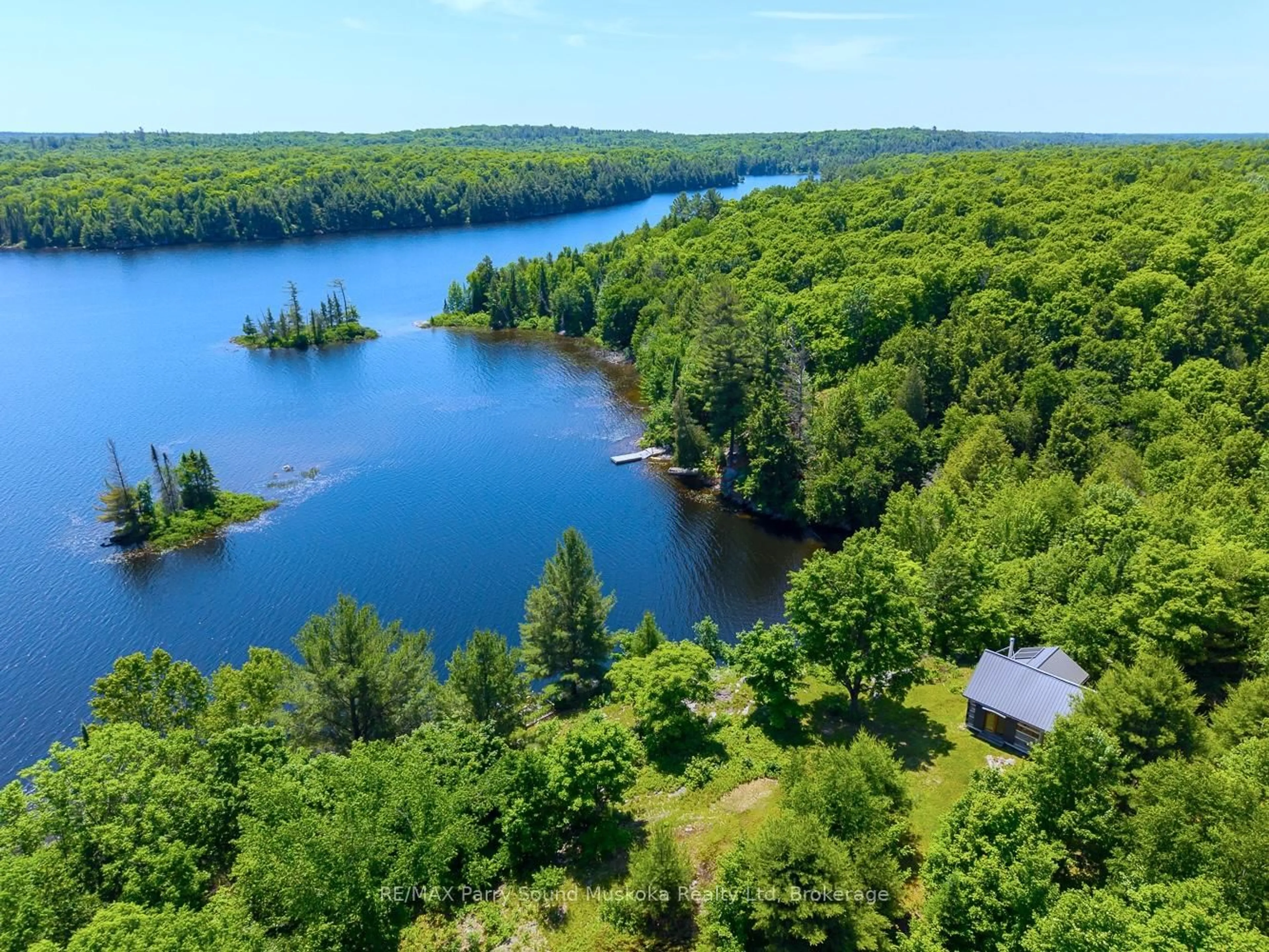A pic from outside/outdoor area/front of a property/back of a property/a pic from drone, water/lake/river/ocean view for 292B Birch Point Rd, Parry Sound Remote Area Ontario P0H 1A0