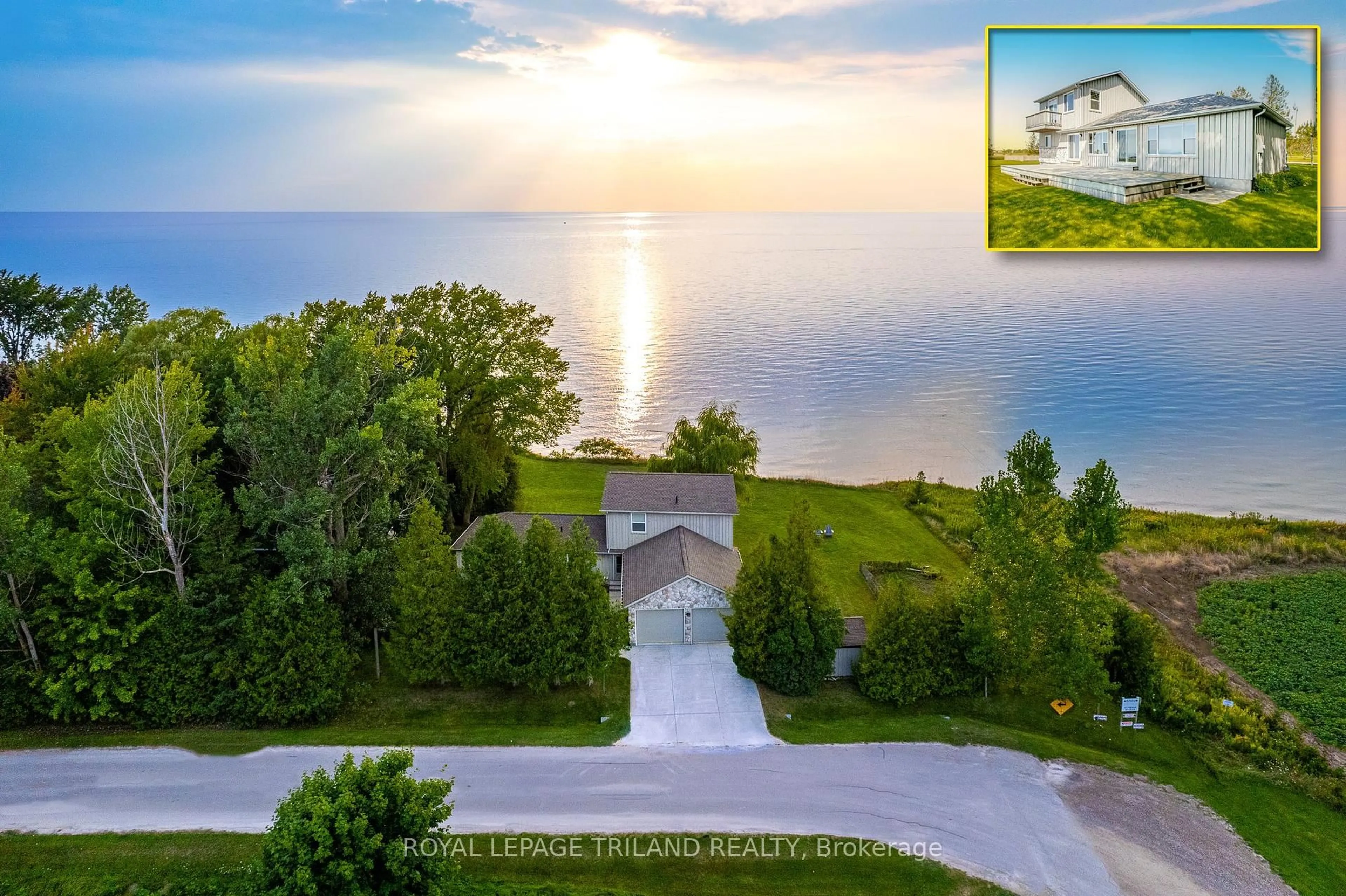 A pic from outside/outdoor area/front of a property/back of a property/a pic from drone, water/lake/river/ocean view for 71899 Sunridge Cres, Bluewater Ontario N0M 1N0