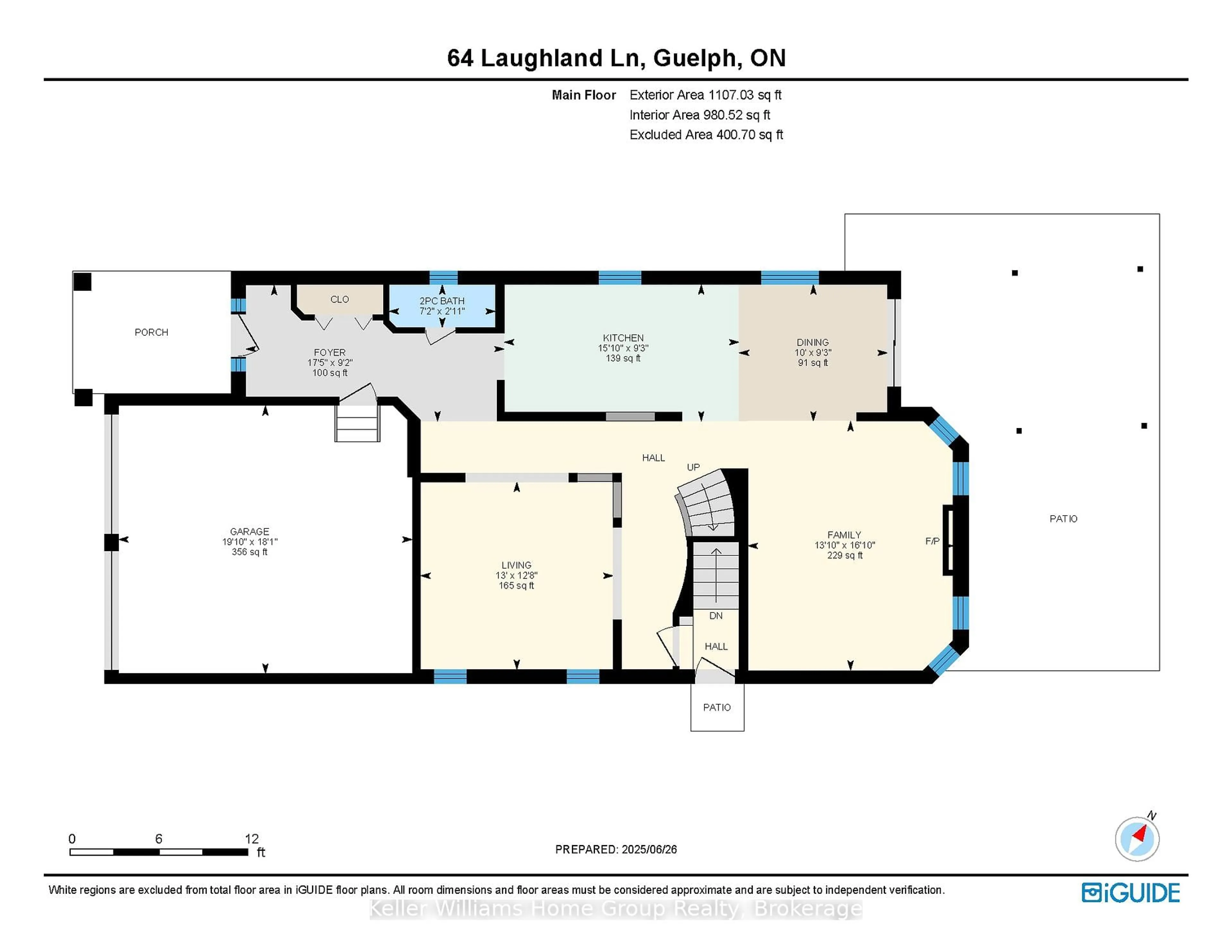 Floor plan for 64 Laughland Lane, Guelph Ontario N1L 0C6