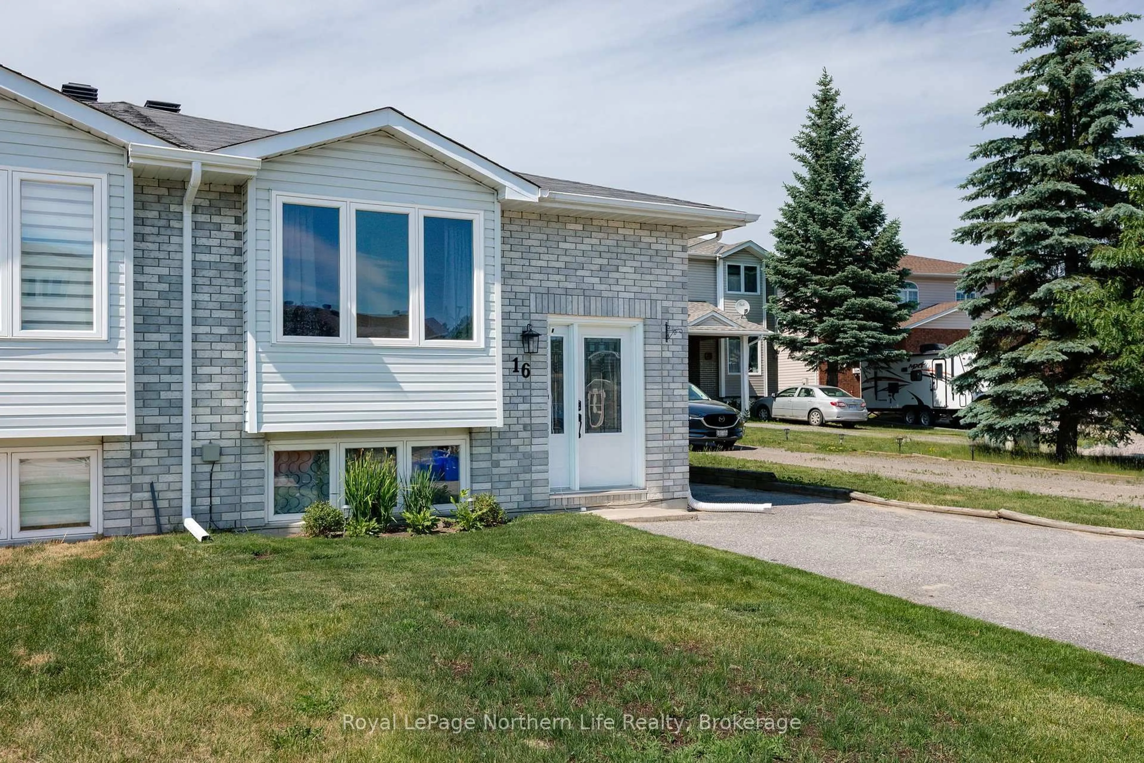 Home with vinyl exterior material, street for 16 Tiffany Crt, North Bay Ontario P1B 9R6