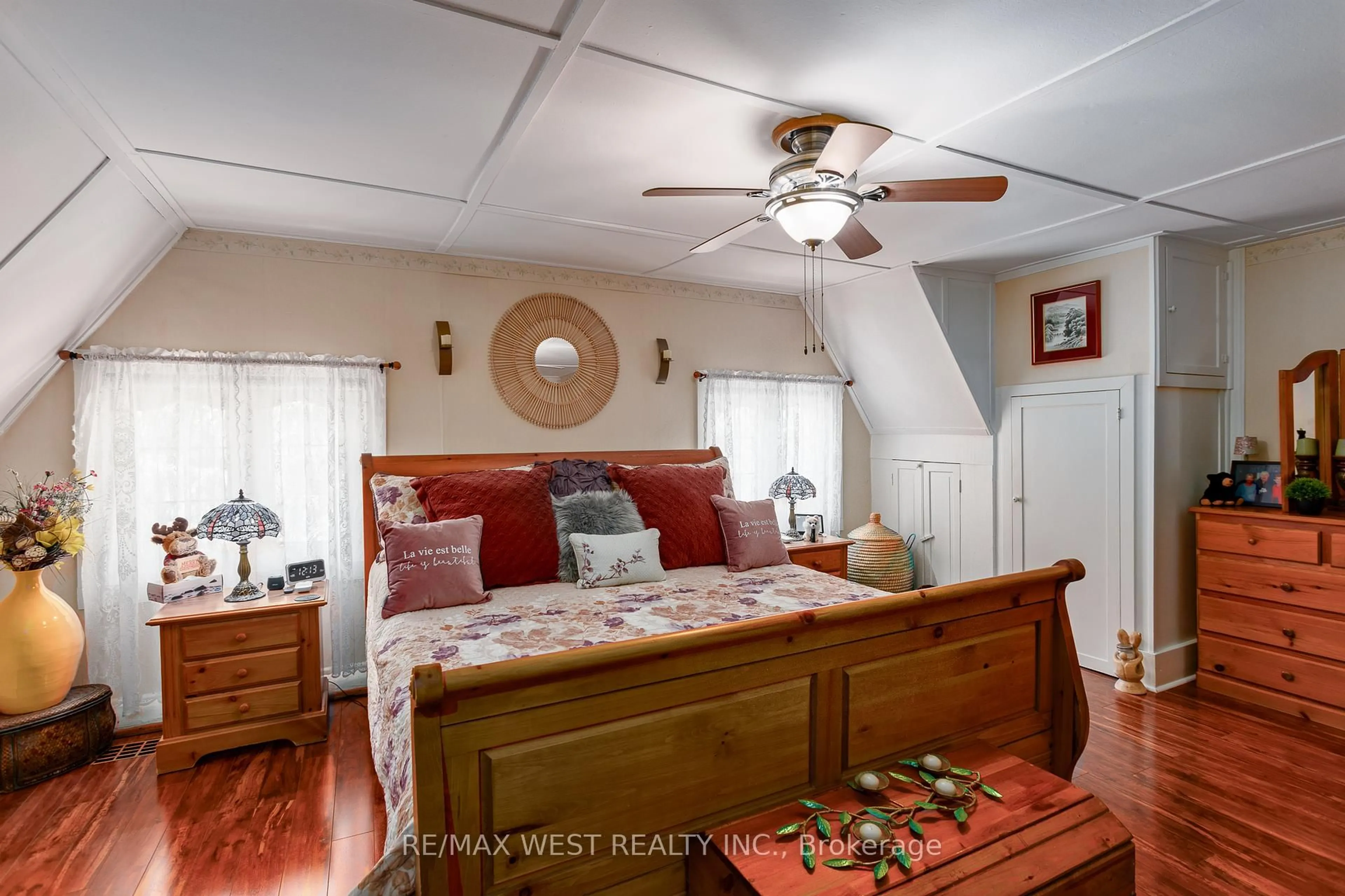 Bedroom with bed, wood/laminate floor for 4504 County Rd #45, Cobourg Ontario K9A 4J9