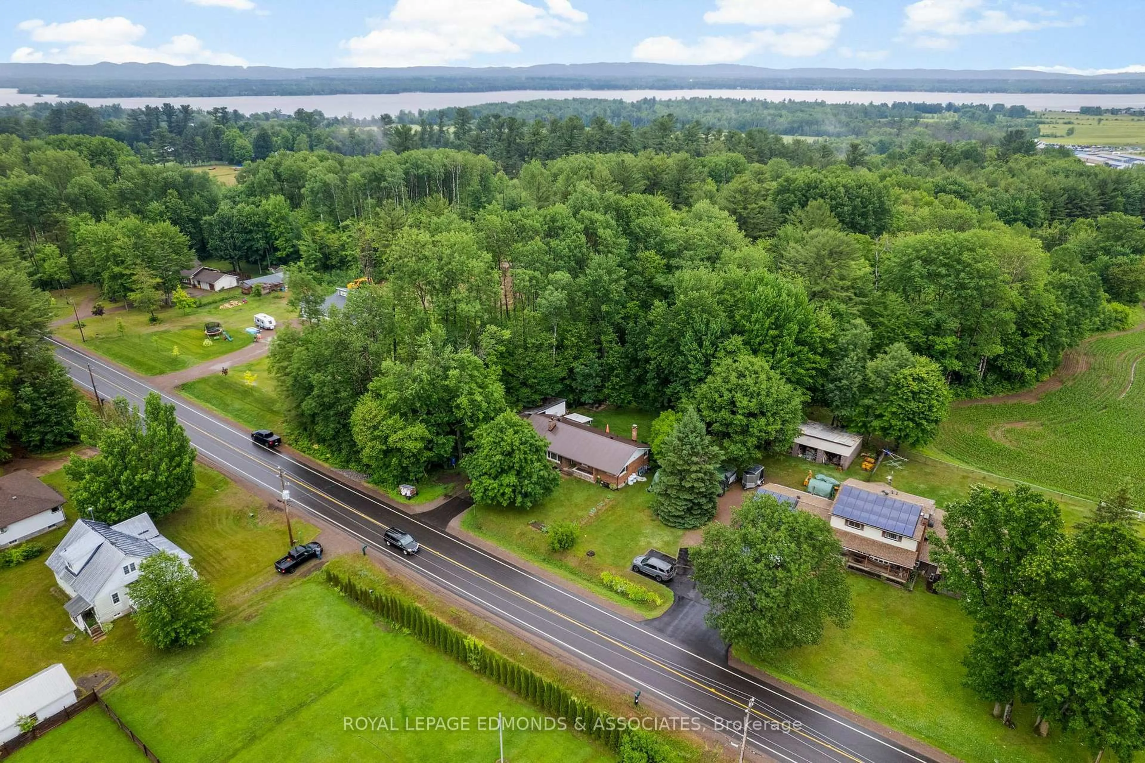 A pic from outside/outdoor area/front of a property/back of a property/a pic from drone, water/lake/river/ocean view for 3624 B Line Rd, Petawawa Ontario K8A 6W7
