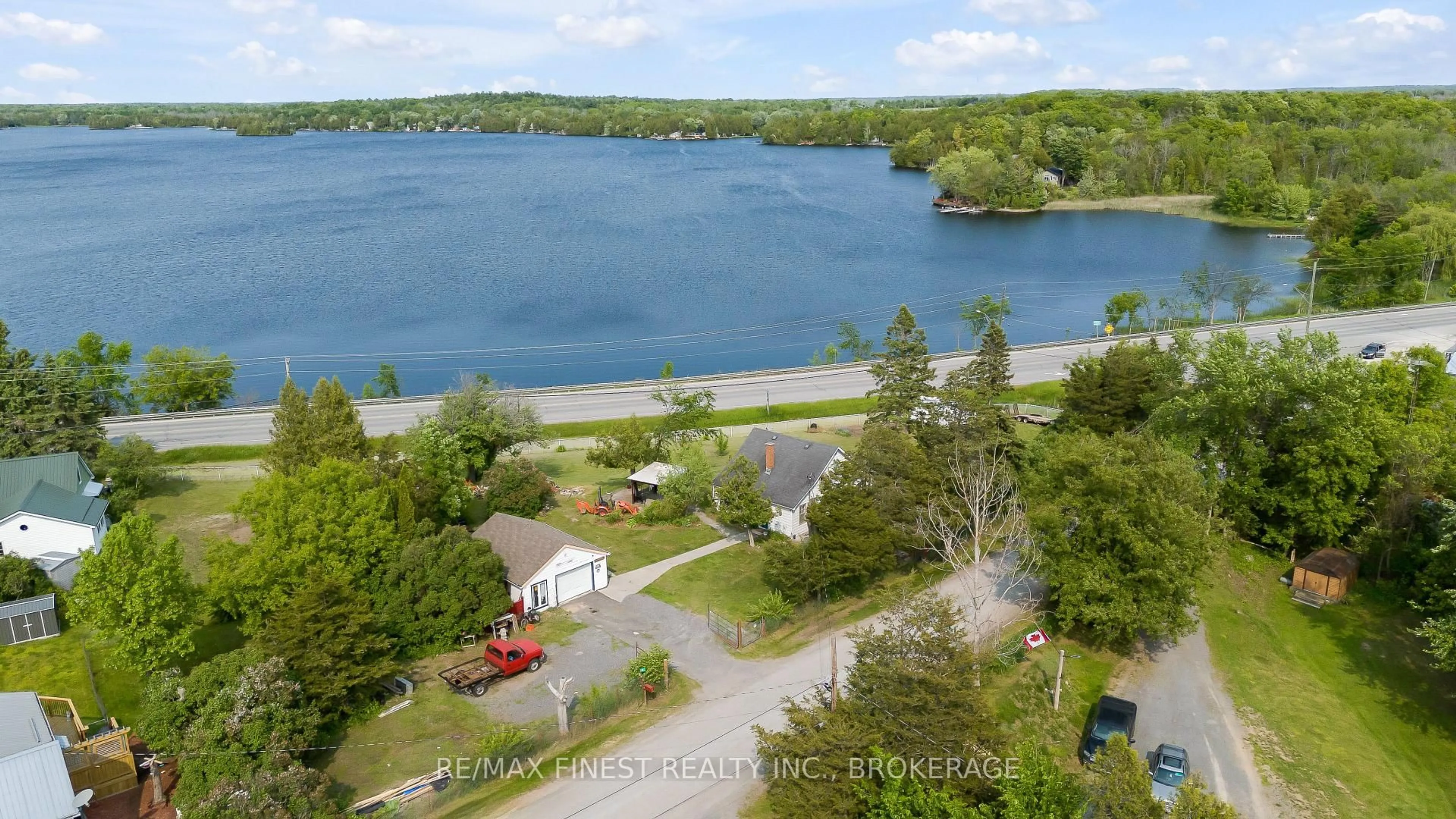 A pic from outside/outdoor area/front of a property/back of a property/a pic from drone, water/lake/river/ocean view for 21 Furlong Rd, Stone Mills Ontario K0K 2A0