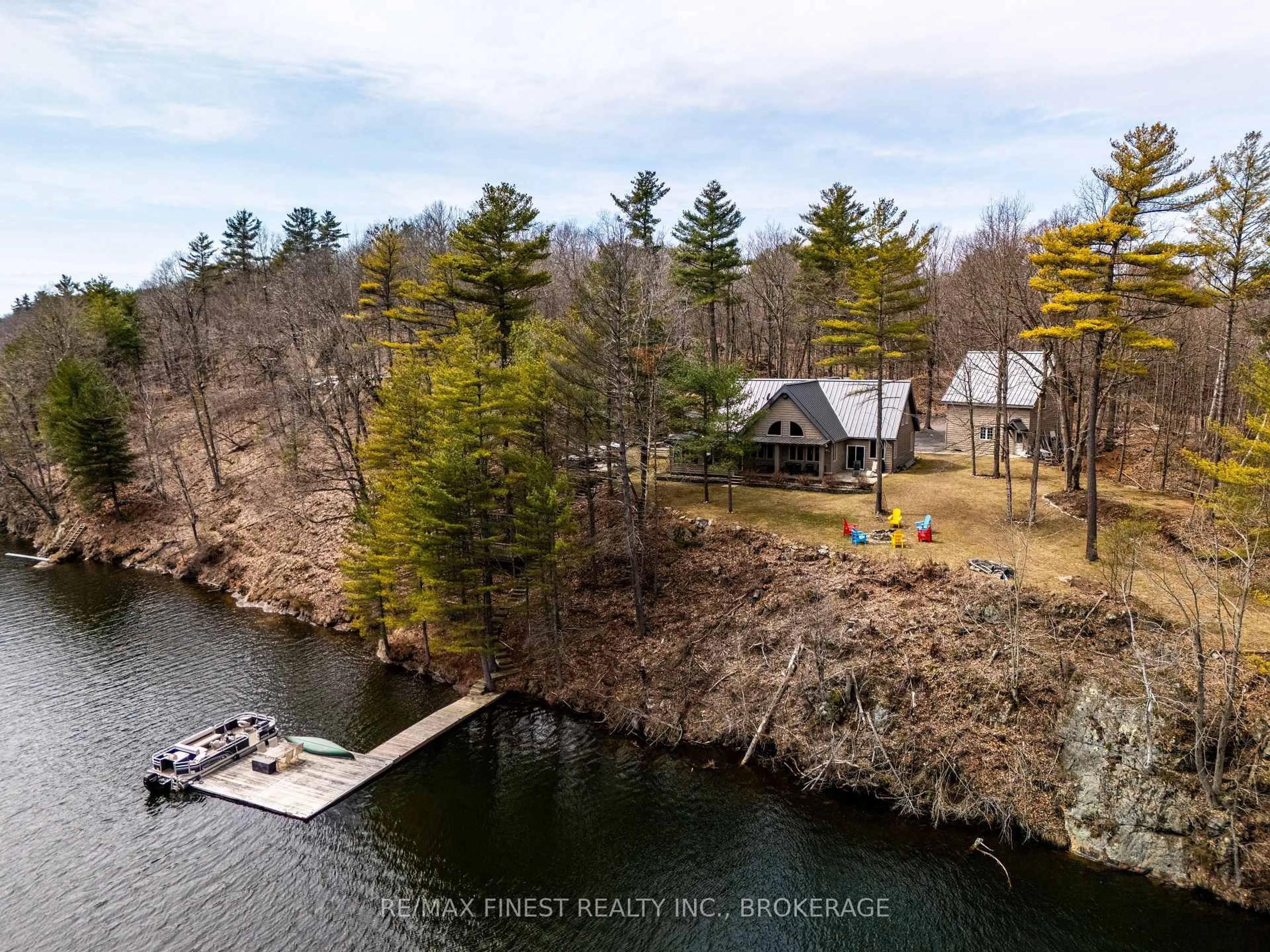 A pic from outside/outdoor area/front of a property/back of a property/a pic from drone, water/lake/river/ocean view for 116 Nuthatch Lane, Rideau Lakes Ontario K0G 1E0