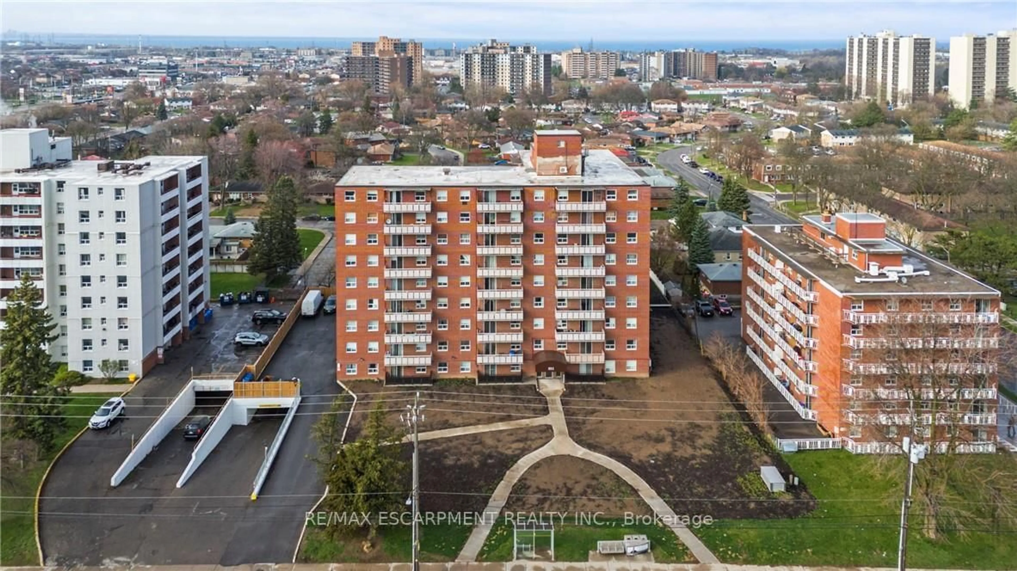 A pic from outside/outdoor area/front of a property/back of a property/a pic from drone, city buildings view from balcony for 851 Queenston Rd #105, Hamilton Ontario L8G 1B4