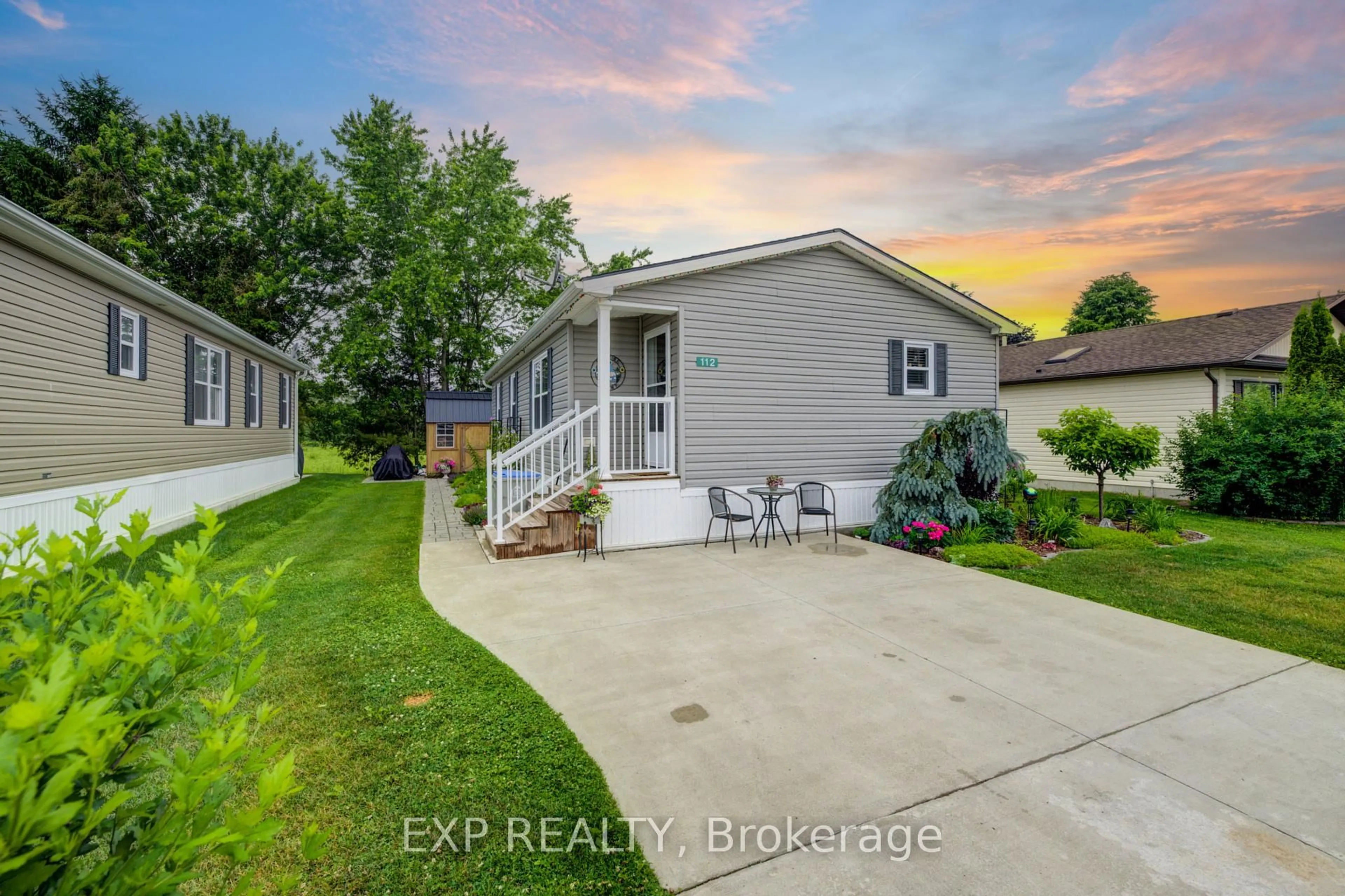 A pic from outside/outdoor area/front of a property/back of a property/a pic from drone, water/lake/river/ocean view for 112 MEADOWVIEW Lane, North Perth Ontario N4W 3G8