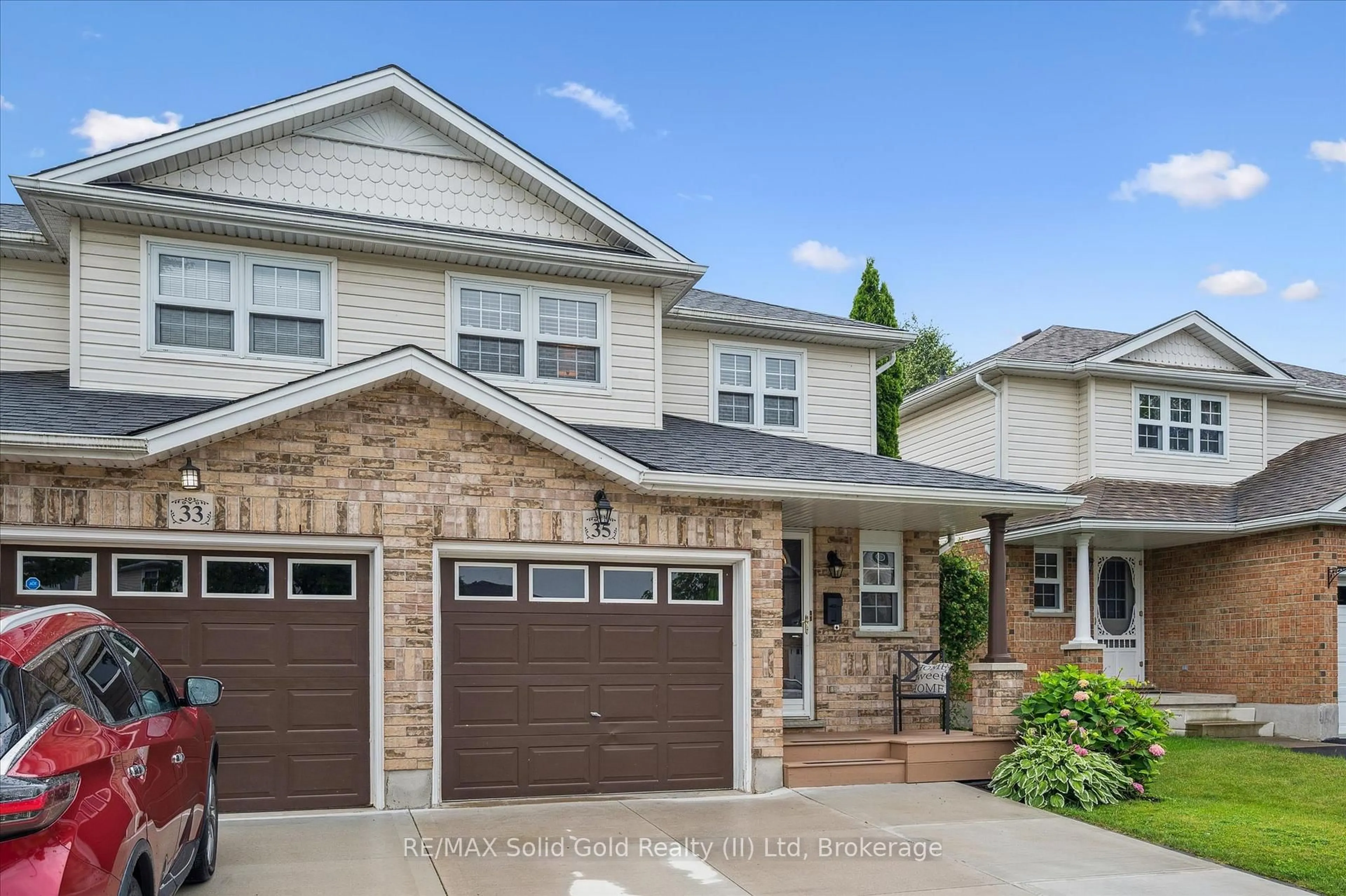 Home with brick exterior material, street for 35 Watercress Crt, Kitchener Ontario N2E 3S8