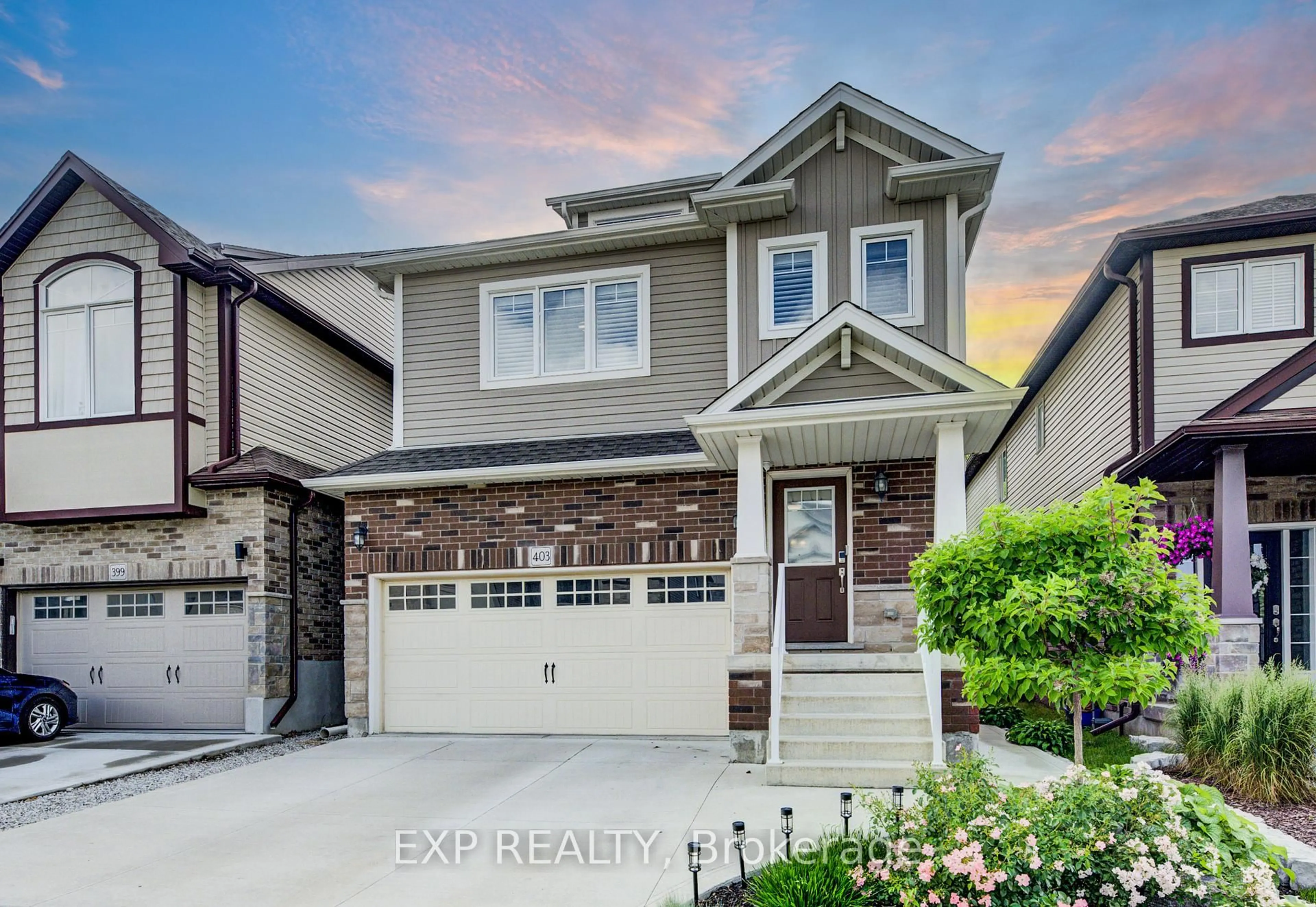 Home with vinyl exterior material, street for 403 Moorlands Cres, Kitchener Ontario N2P 0C9