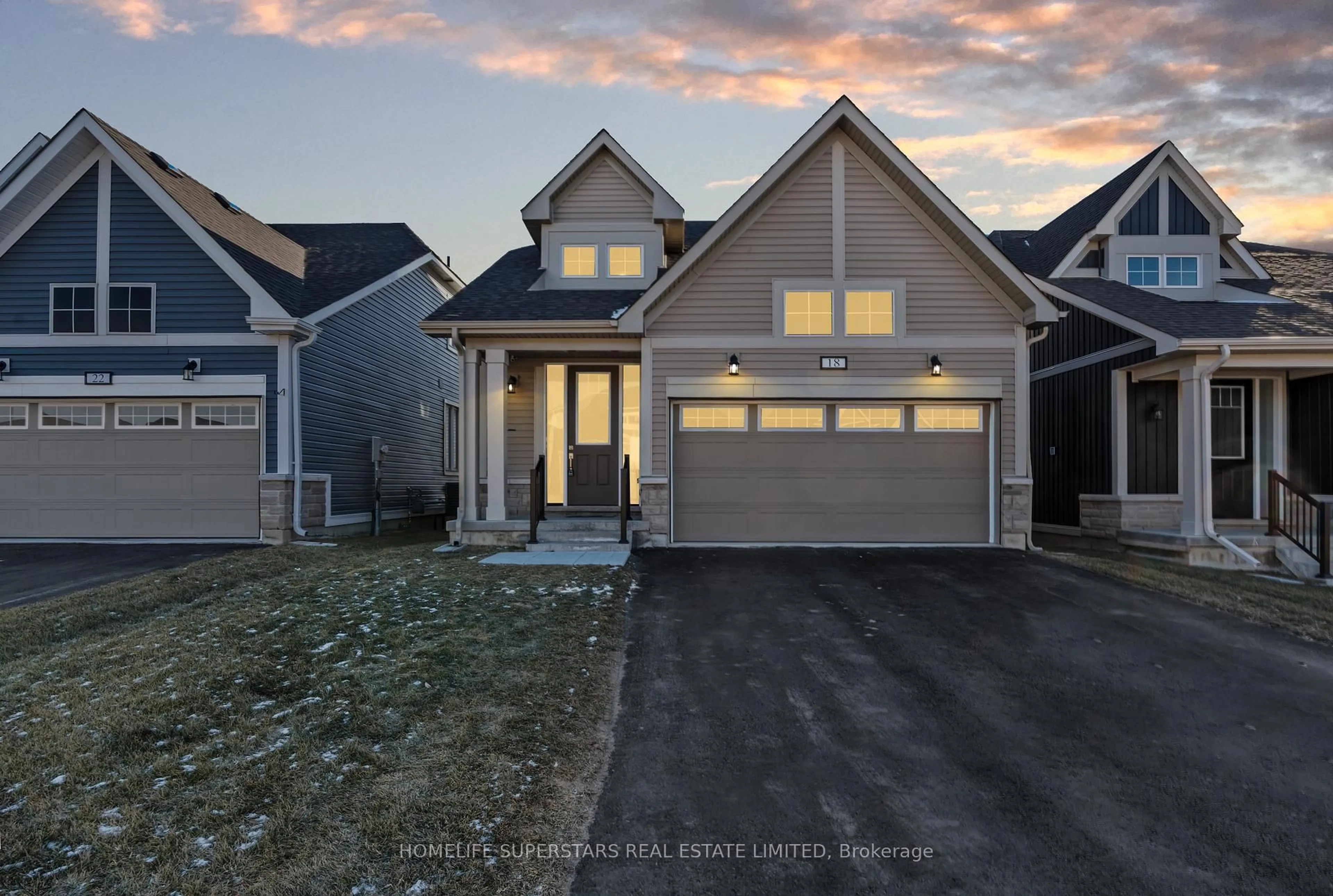 Home with vinyl exterior material, street for 18 Oakmont Dr, Bath Ontario K0H 1G0
