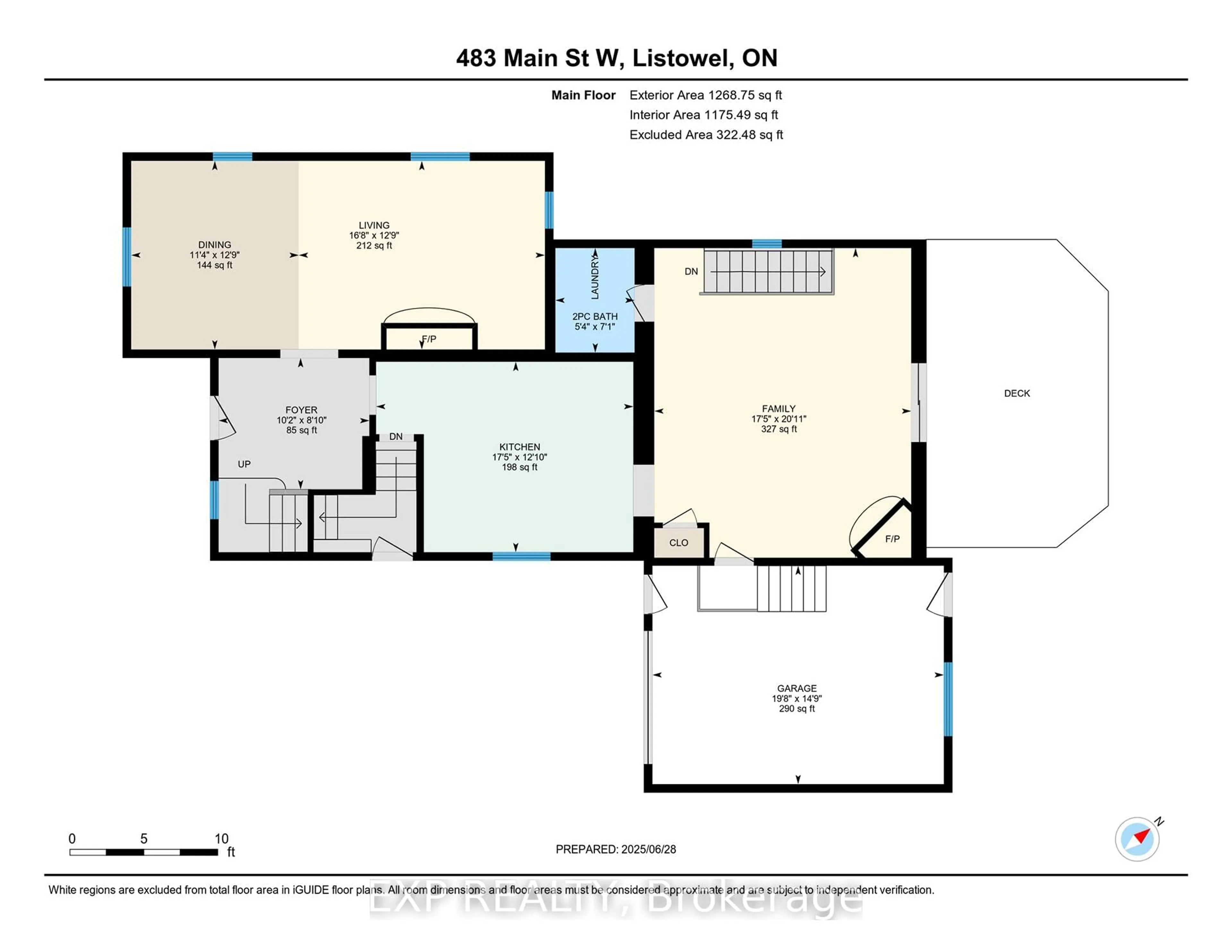 Floor plan for 483 Main St, North Perth Ontario N4W 1A7