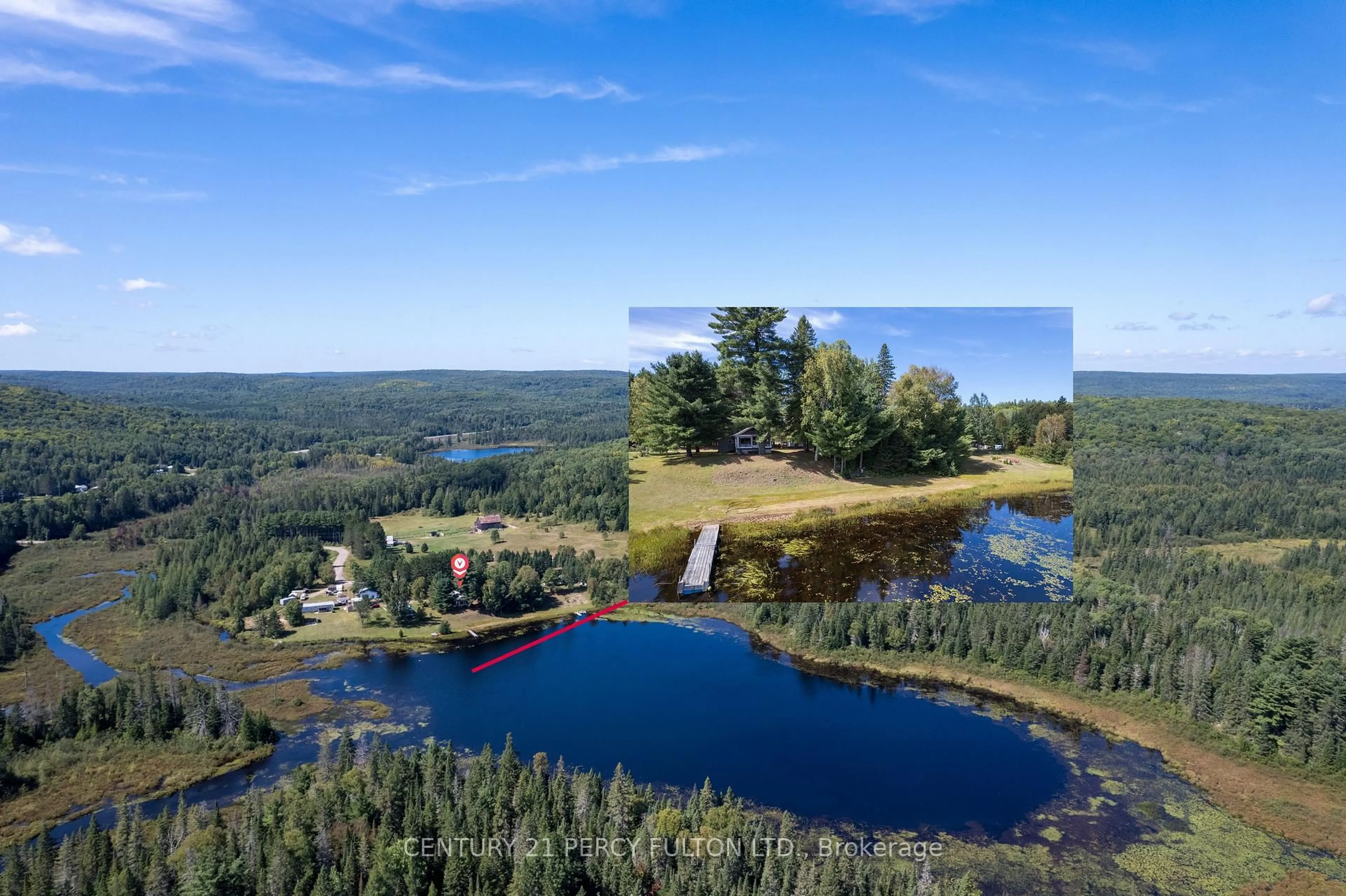 A pic from outside/outdoor area/front of a property/back of a property/a pic from drone, water/lake/river/ocean view for 100 B Baragars Rd, Maynooth Ontario K0L 2K0
