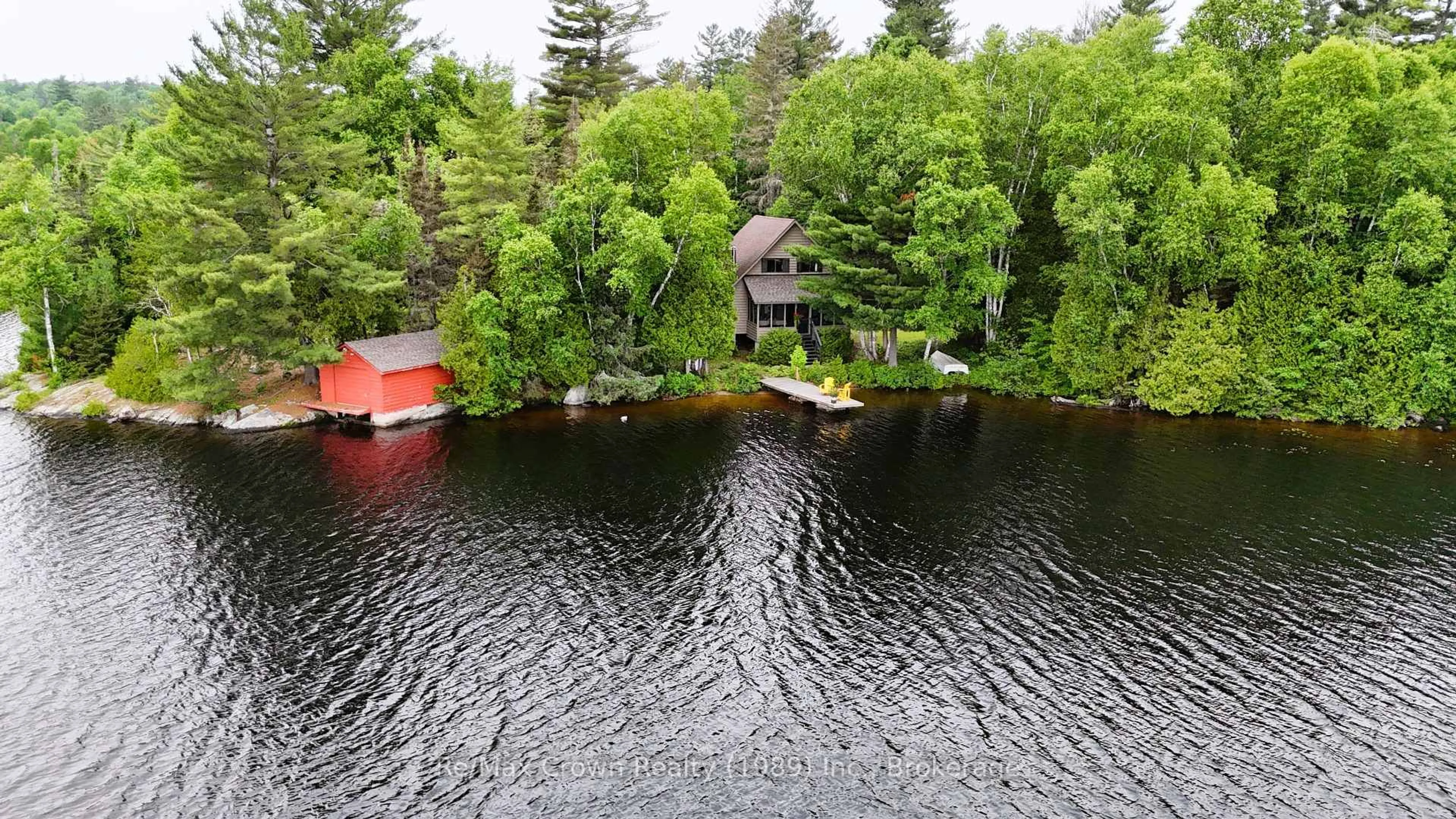 A pic from outside/outdoor area/front of a property/back of a property/a pic from drone, water/lake/river/ocean view for 45 Bells Rd, Unorganized Townships Ontario P0H 2K0