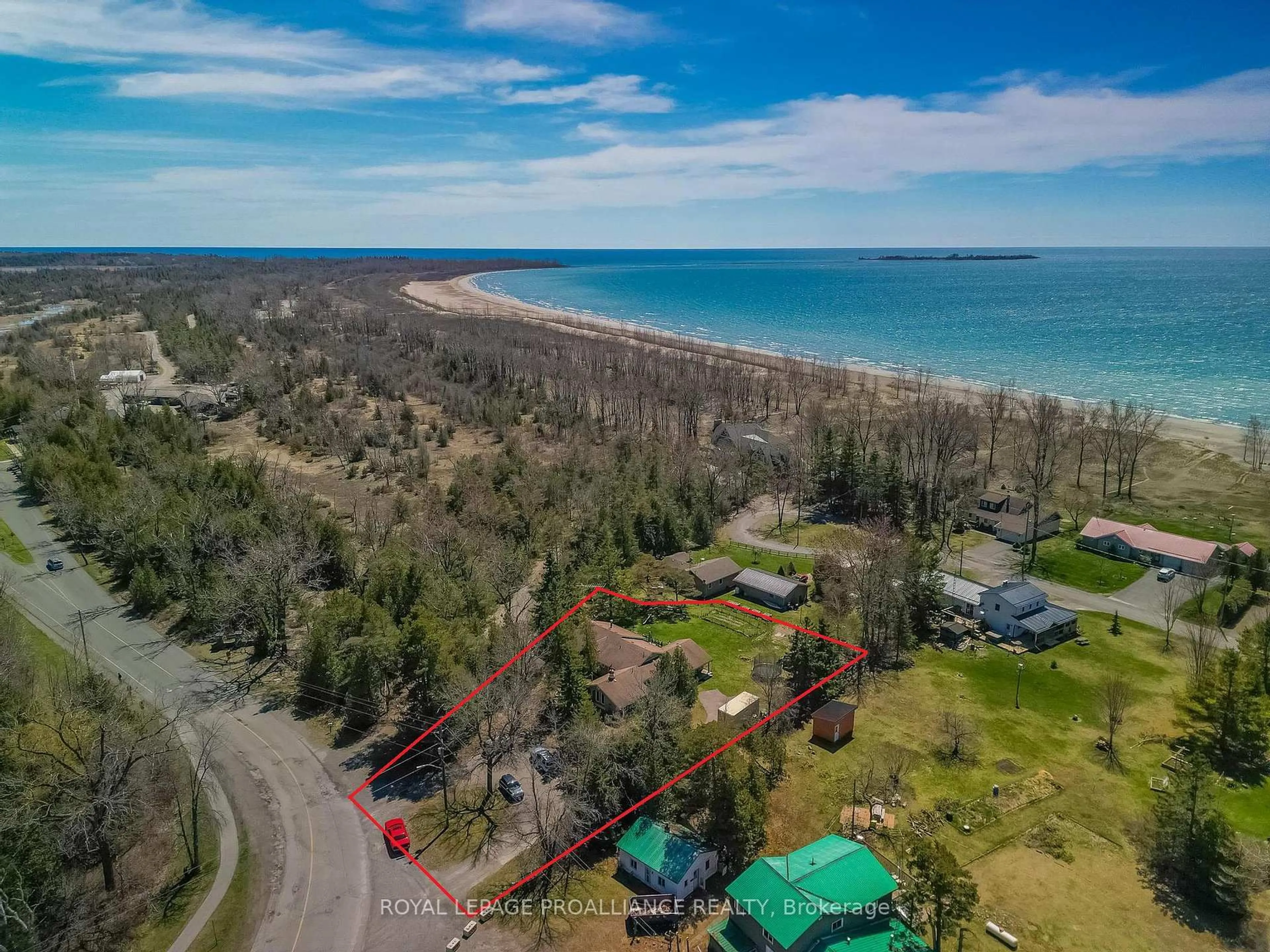 A pic from outside/outdoor area/front of a property/back of a property/a pic from drone, water/lake/river/ocean view for 280 Presqu'ile Pkwy, Brighton Ontario K0K 1H0