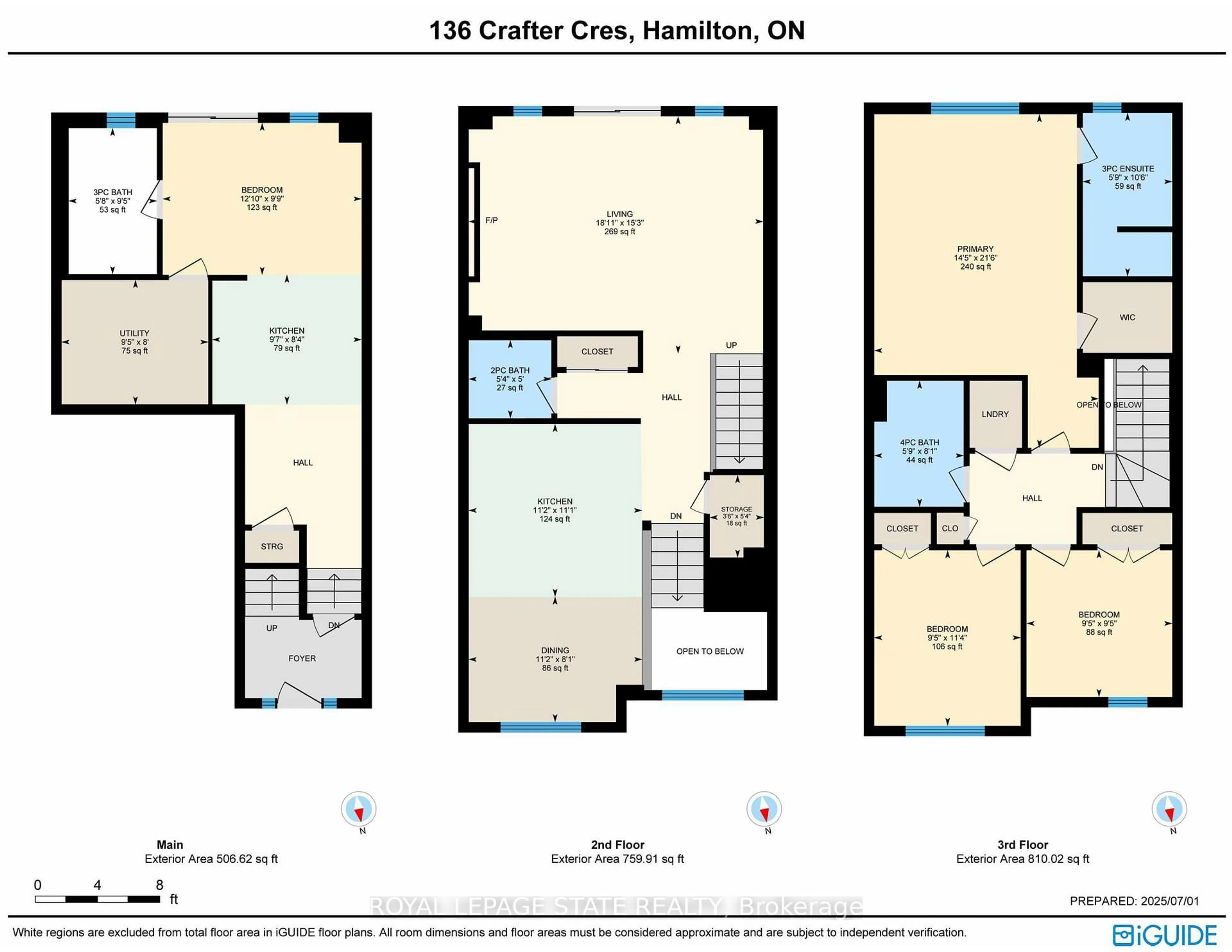 Floor plan for 136 Crafter Cres, Hamilton Ontario L8J 0H8