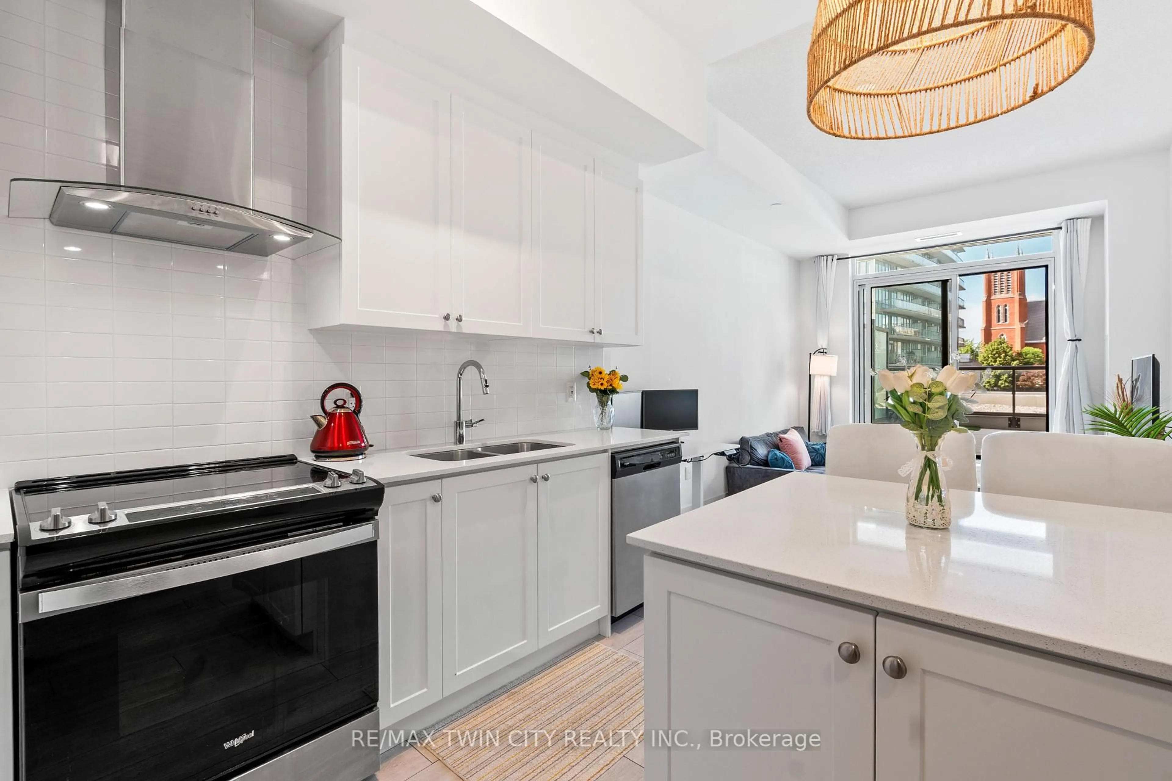 Contemporary kitchen, ceramic/tile floor for 55 Duke St #228, Kitchener Ontario N2H 0C9