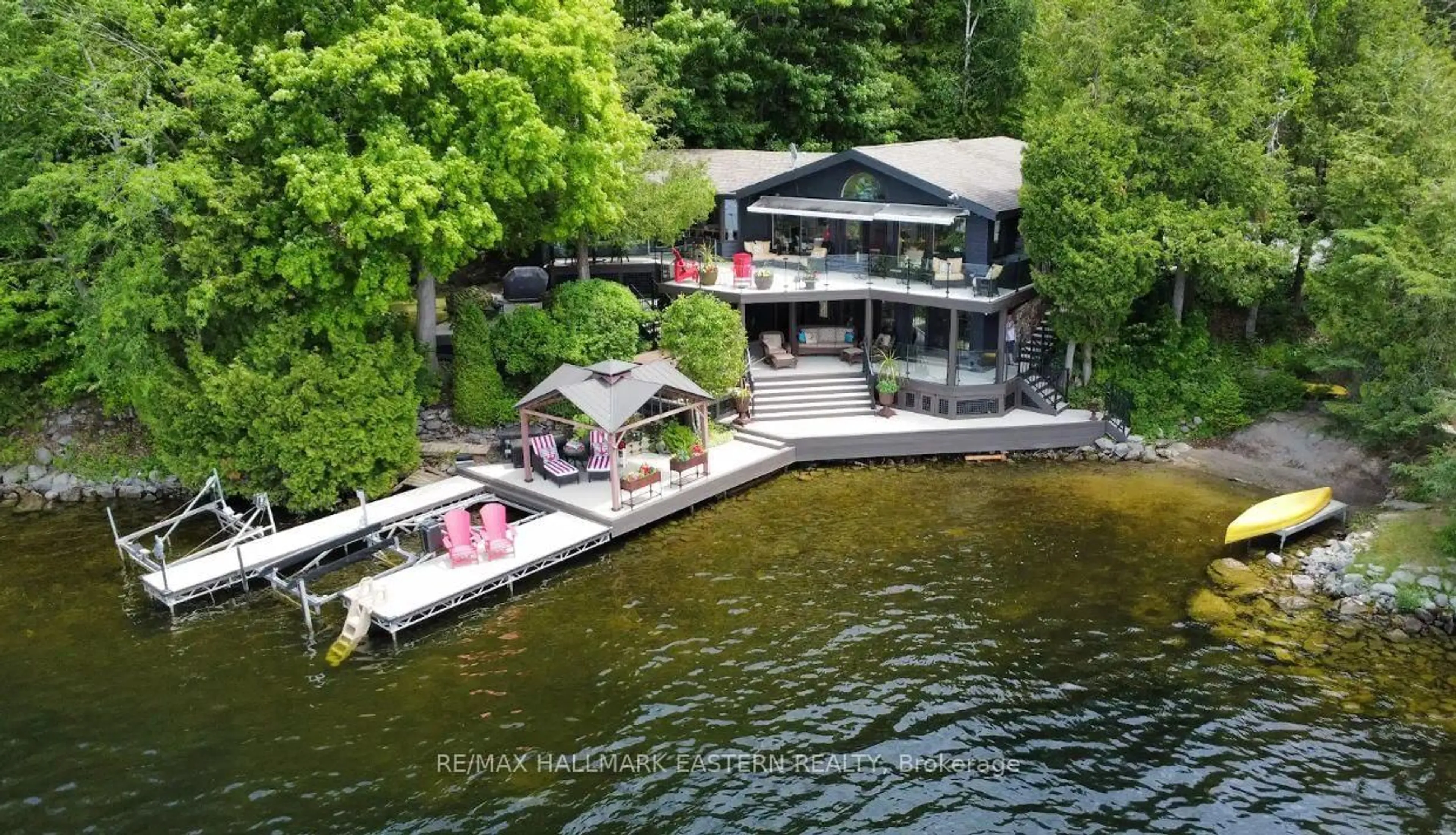 A pic from outside/outdoor area/front of a property/back of a property/a pic from drone, water/lake/river/ocean view for 1052 Tedford Lane, Douro-Dummer Ontario K0L 2H0