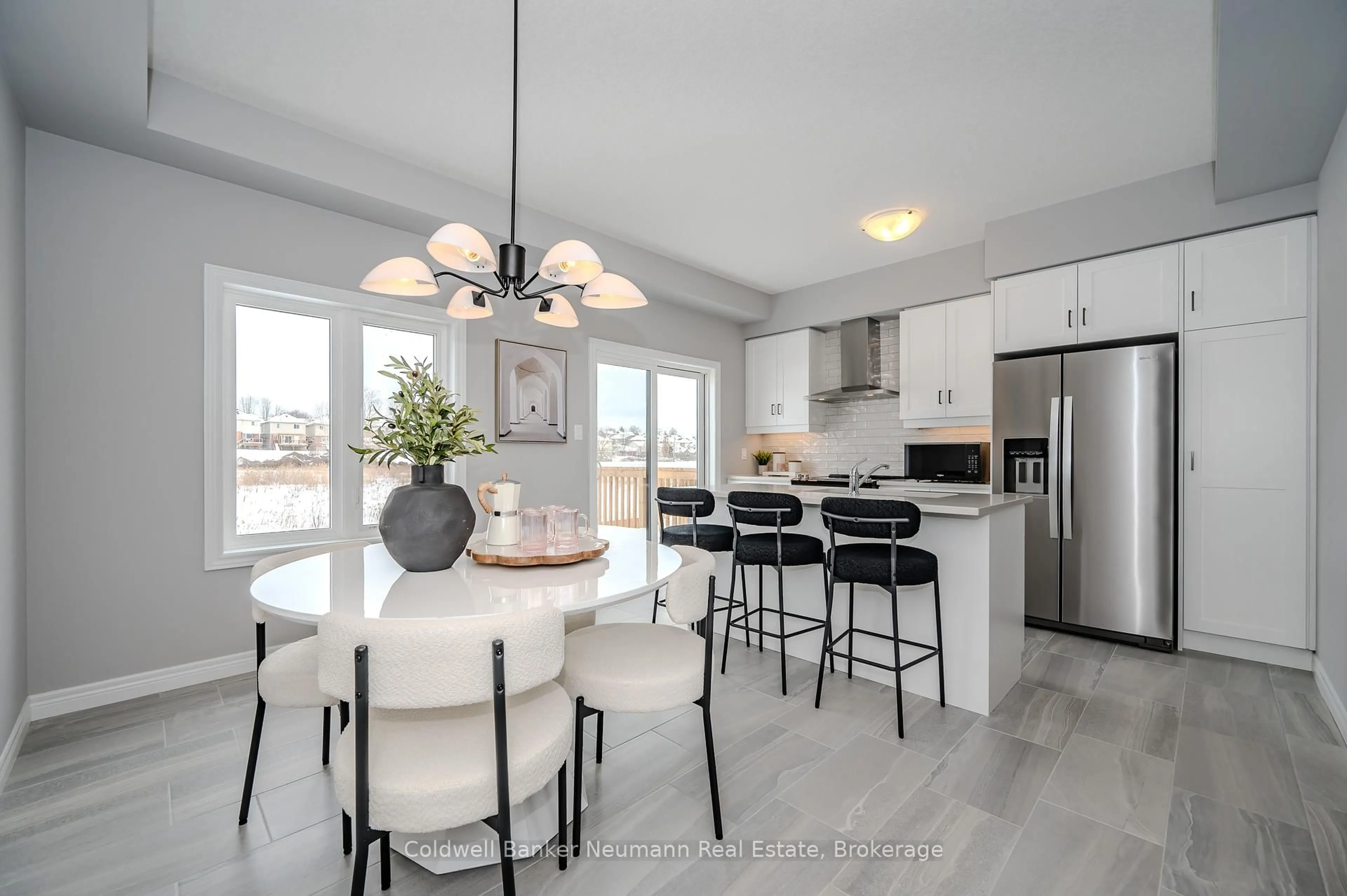 Open concept kitchen, ceramic/tile floor for 23 Sora Lane, Guelph Ontario N1E 0T4
