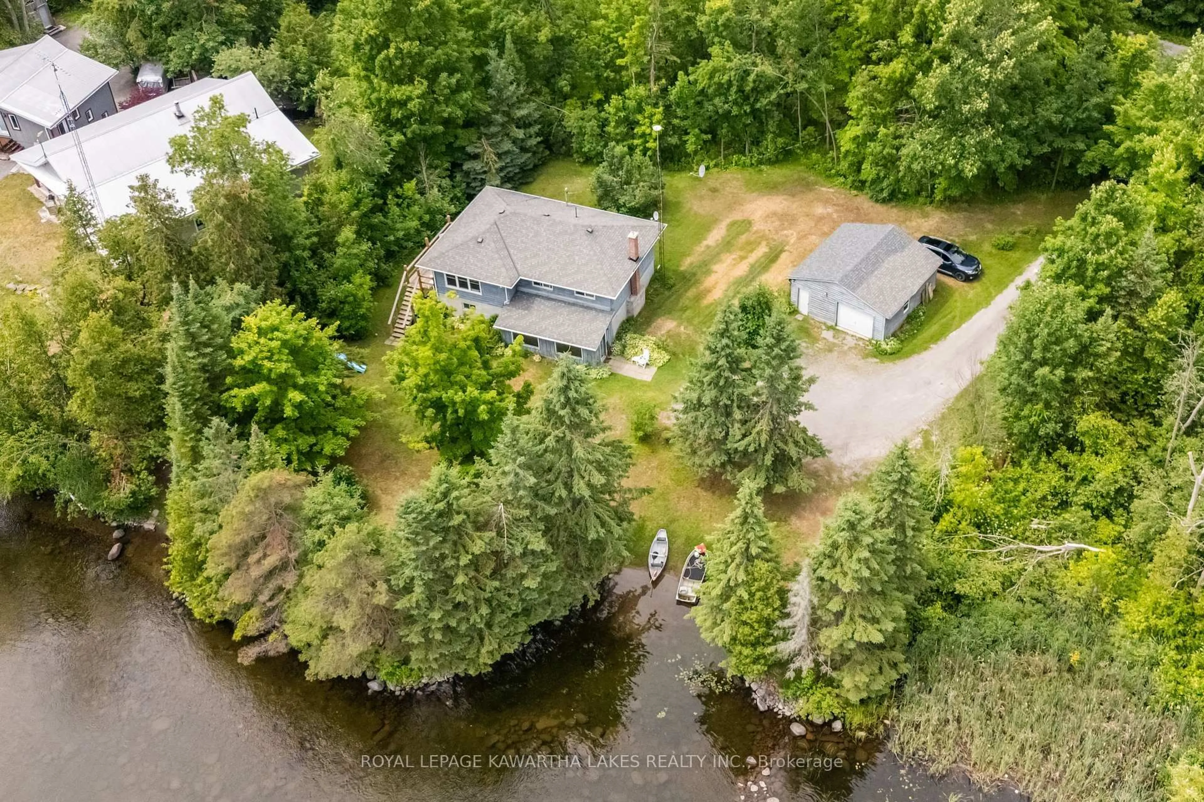 A pic from outside/outdoor area/front of a property/back of a property/a pic from drone, water/lake/river/ocean view for 94 Coldstream Rd, Kawartha Lakes Ontario K0M 1N0