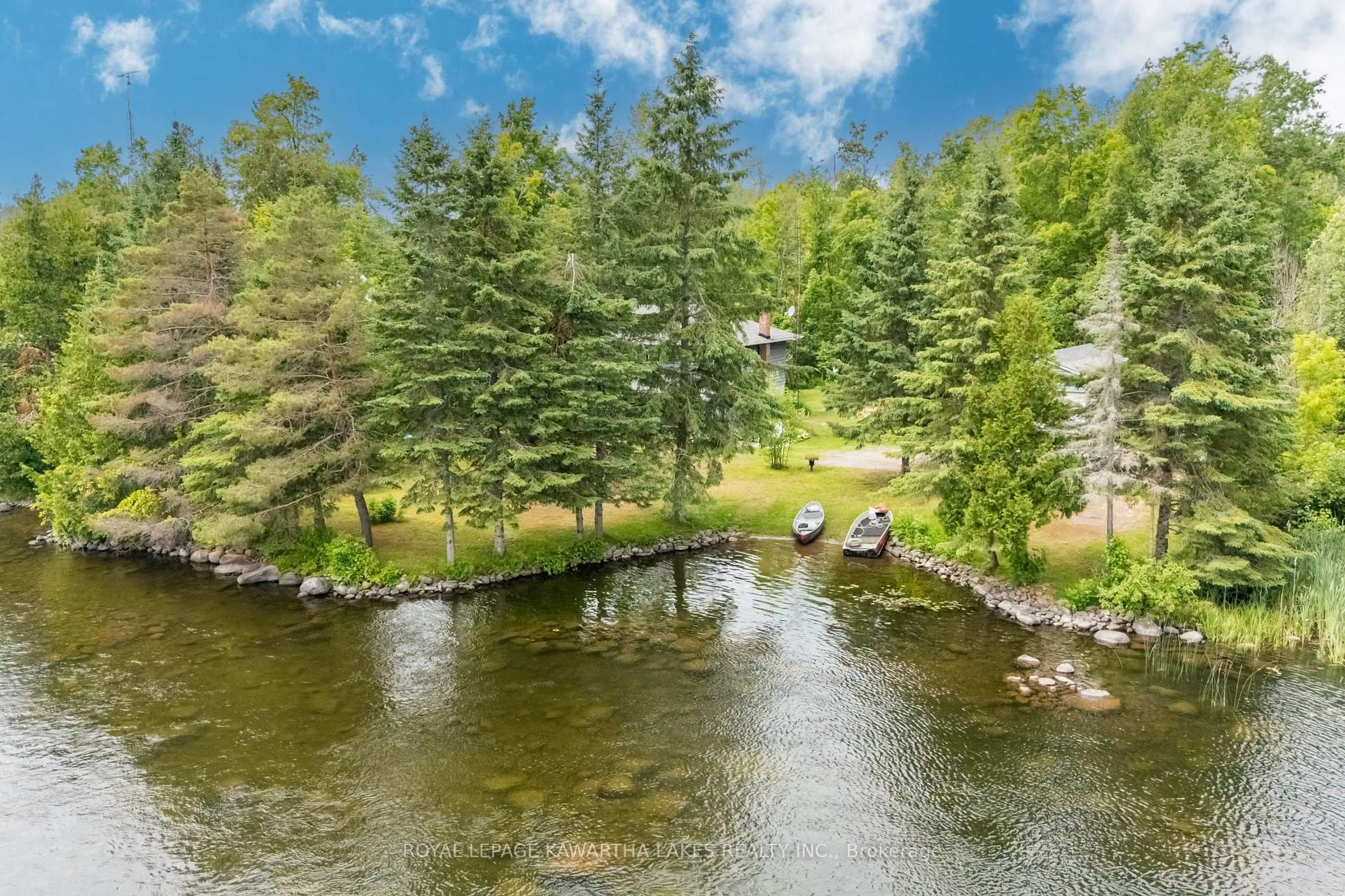 A pic from outside/outdoor area/front of a property/back of a property/a pic from drone, water/lake/river/ocean view for 94 Coldstream Rd, Kawartha Lakes Ontario K0M 1N0