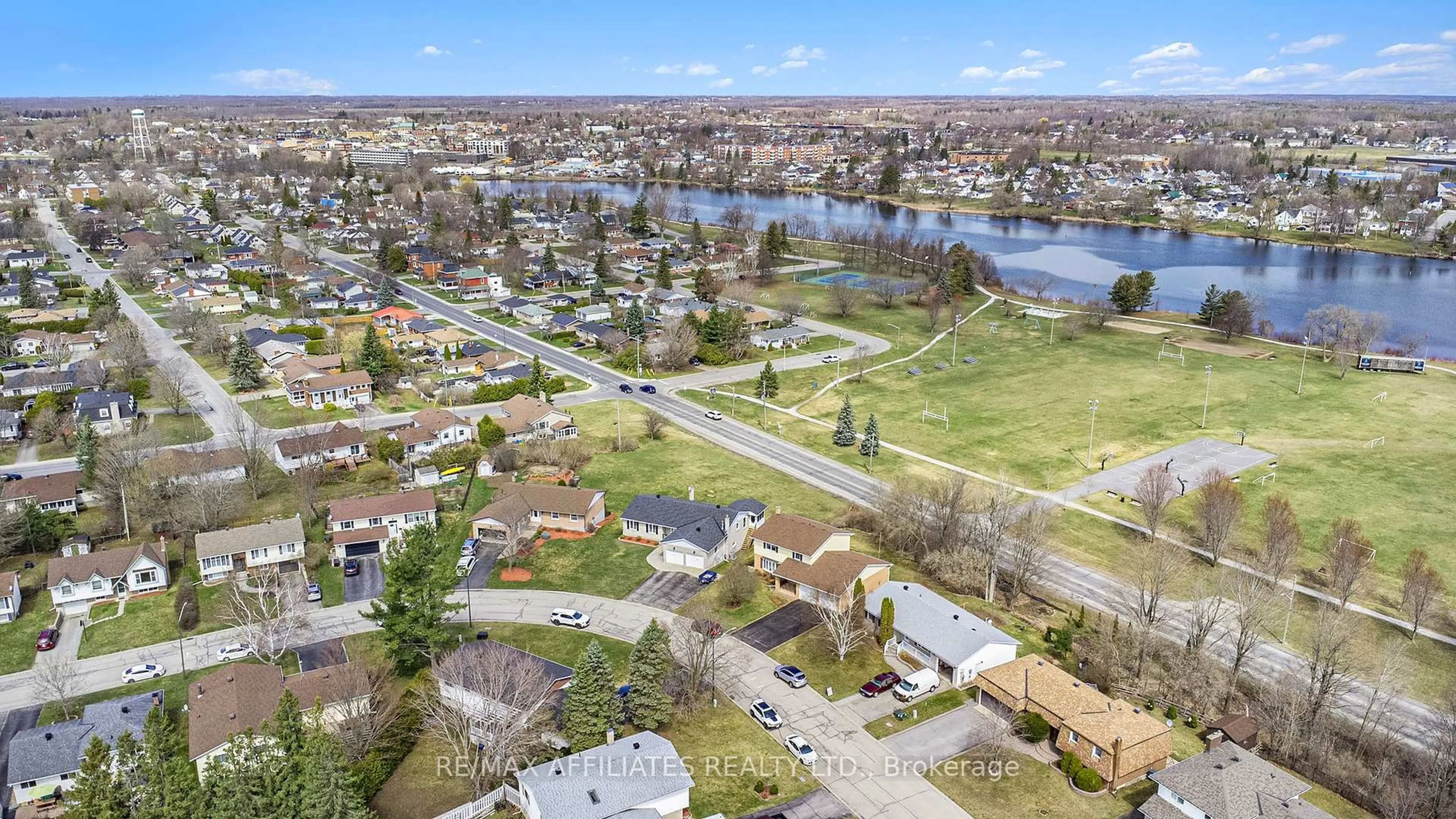 A pic from outside/outdoor area/front of a property/back of a property/a pic from drone, water/lake/river/ocean view for 74 Colonel By Cres, Smiths Falls Ontario K7A 5B6