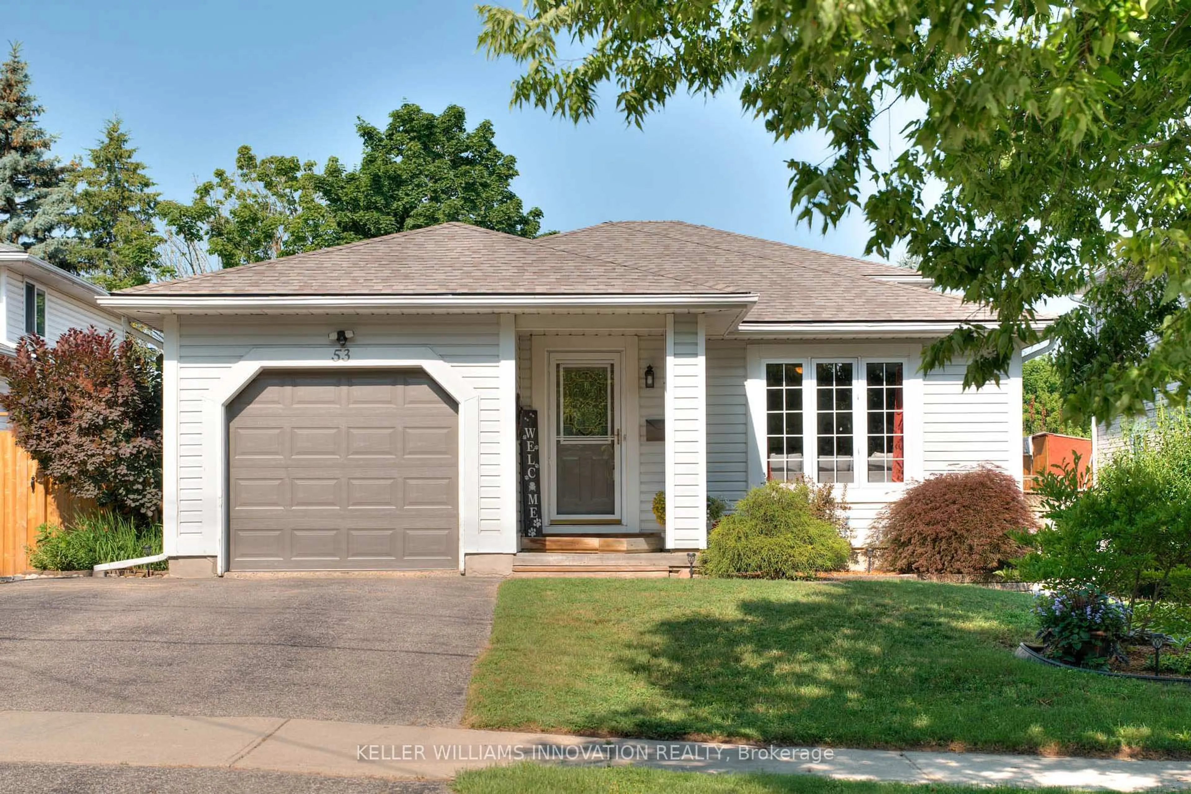 Home with vinyl exterior material, street for 53 Biehn Dr, Kitchener Ontario N2R 1L8
